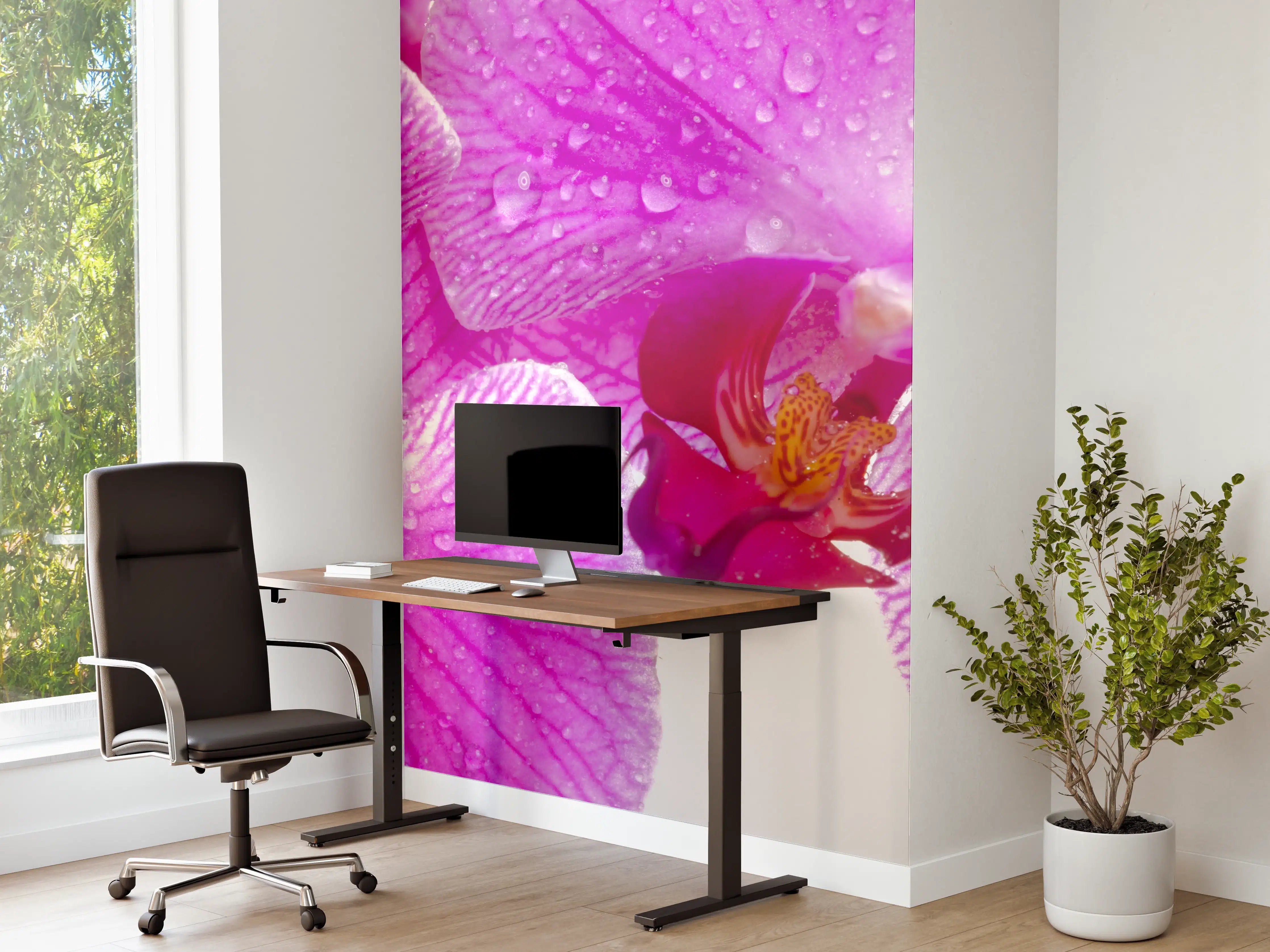 Büro Wandgestaltung - Pinke Orchideen