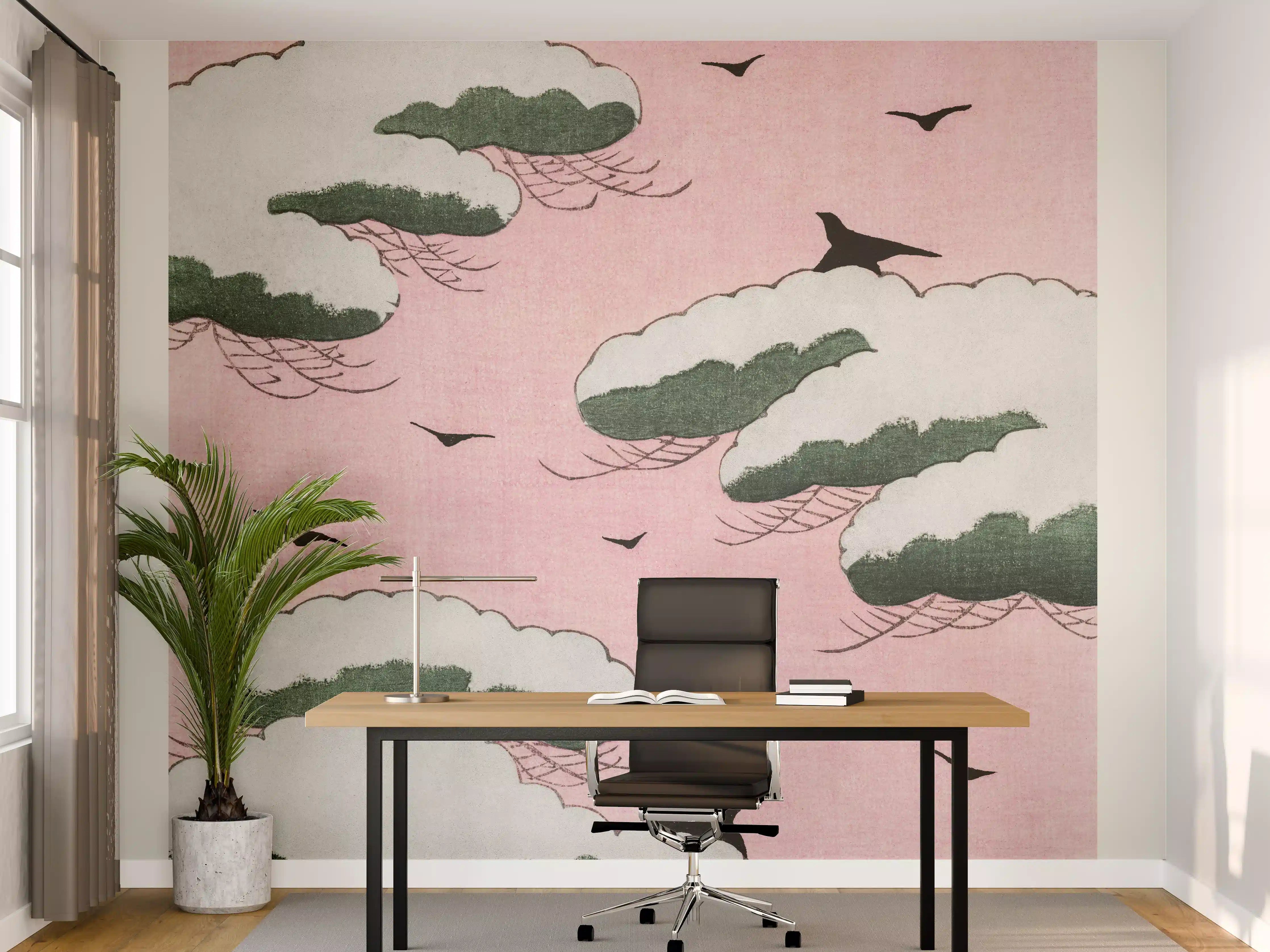 Büro Wandgestaltung - Pinker Himmel "Bijutsu Sekai"