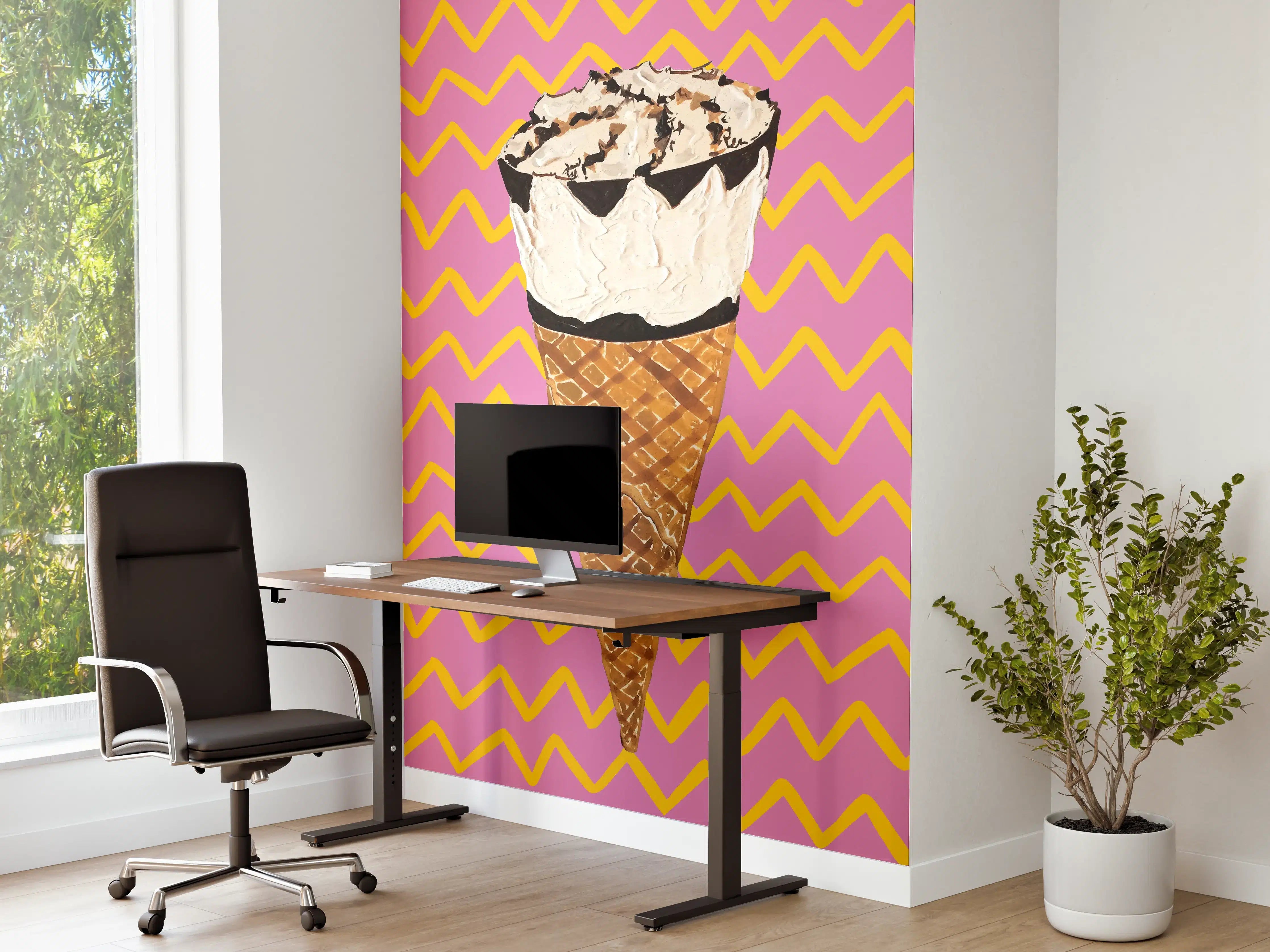 Büro Wandgestaltung - Pinkes Cornetto Eis - Gemälde