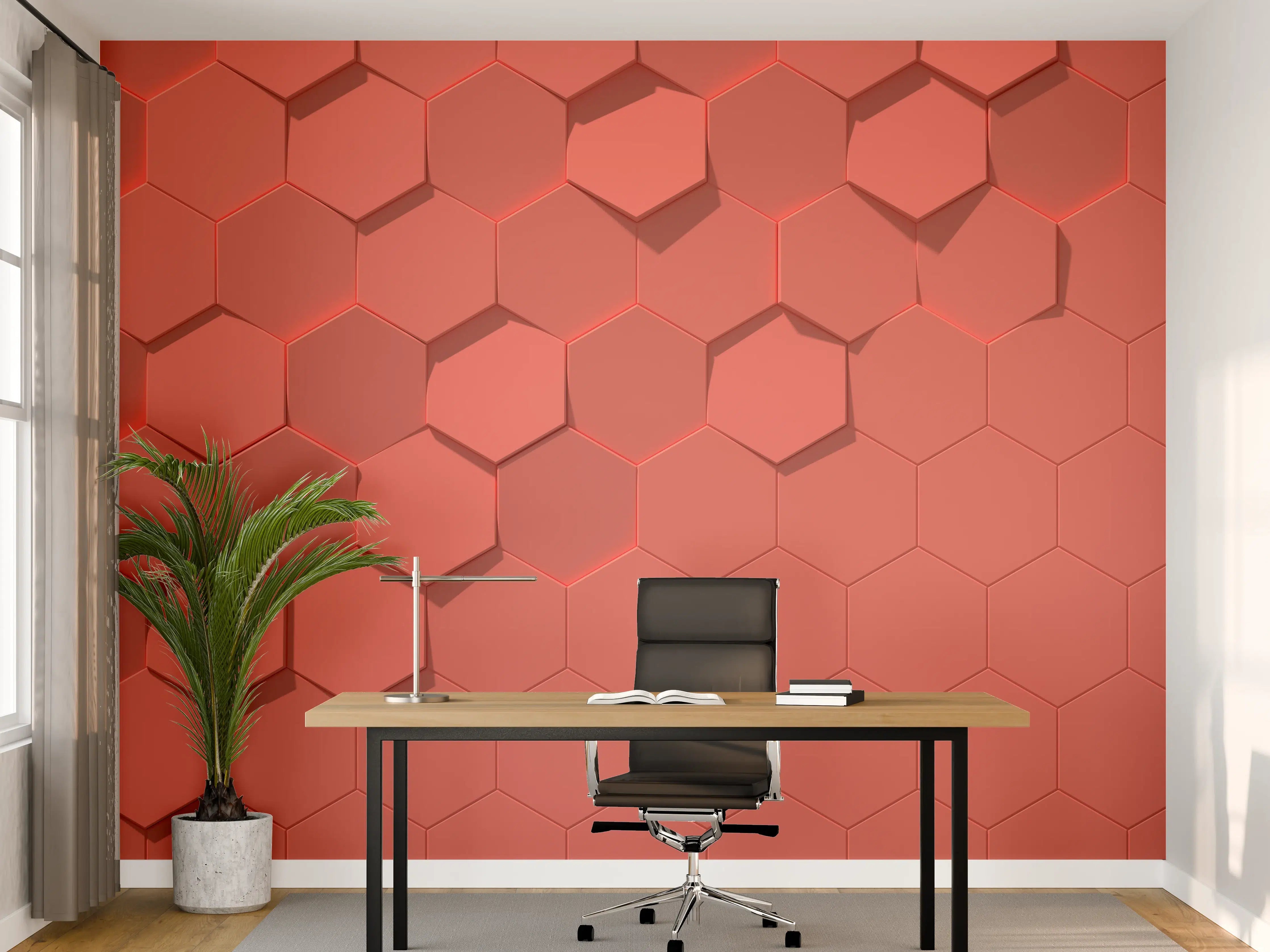 Büro Wandgestaltung - Pinkes Sechseck Muster