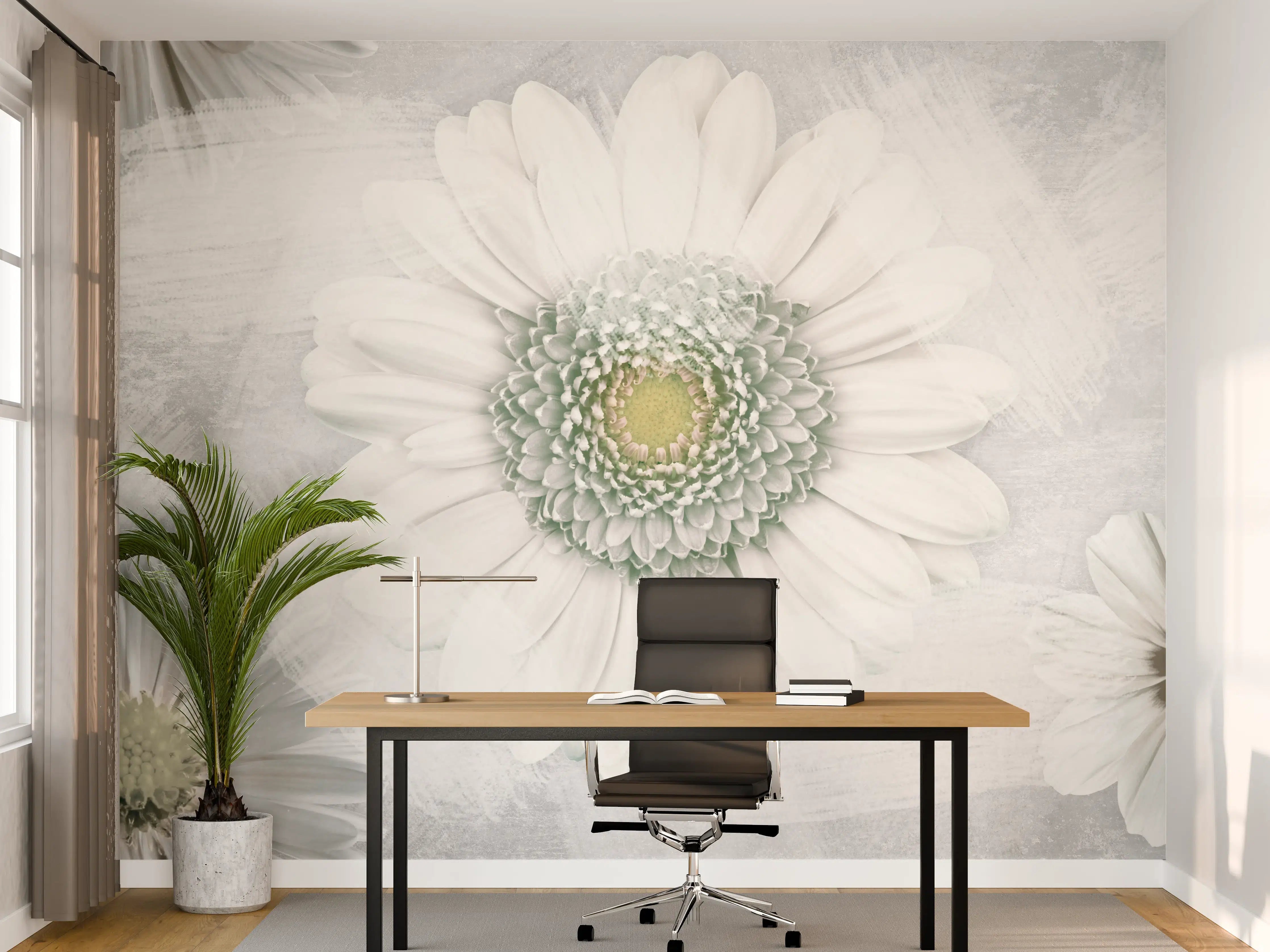 Büro Wandgestaltung - Pinsel Effekt - Blumen Muster