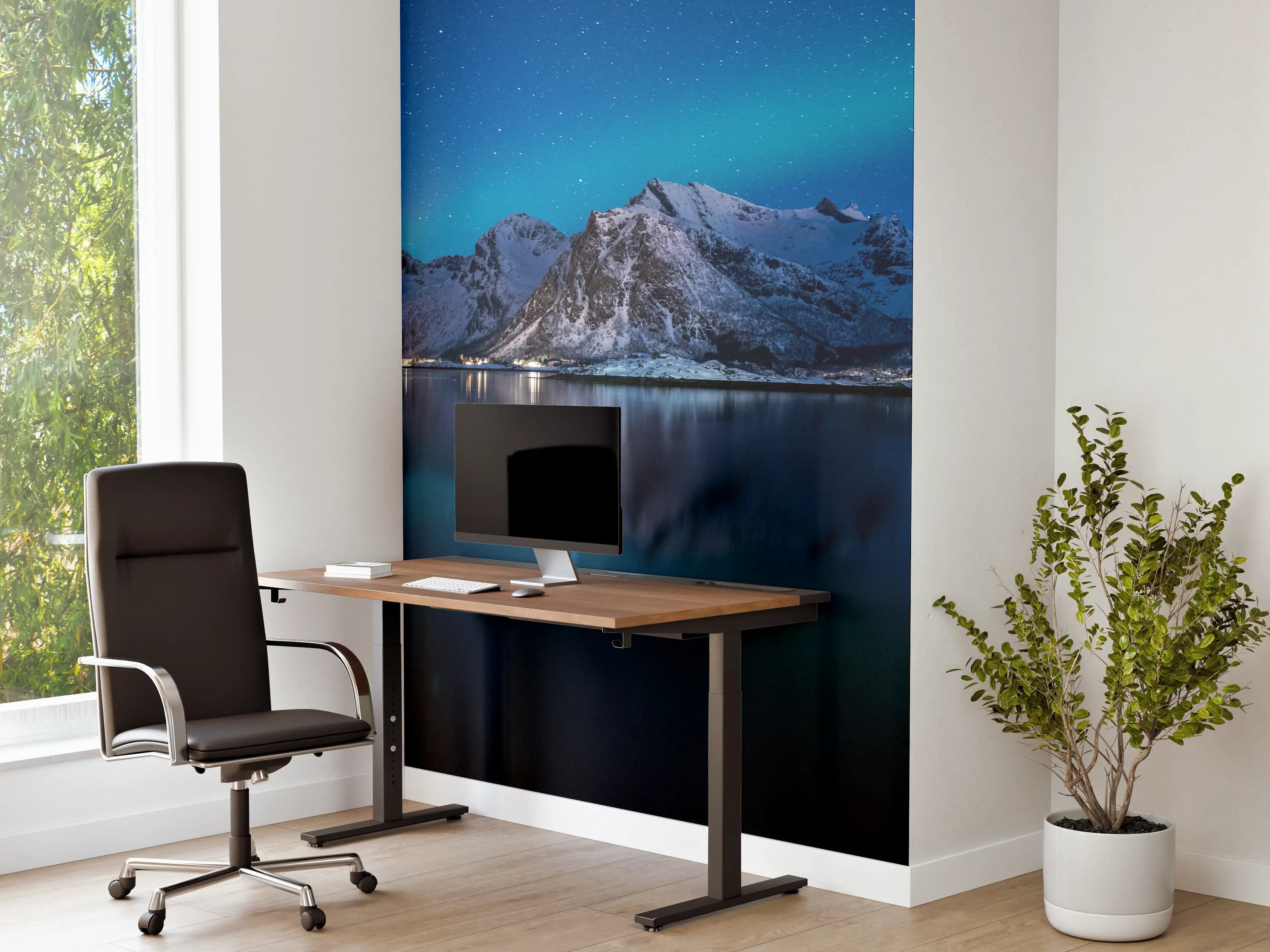 Büro Wandgestaltung - Polarlichter am Himmel von Norwegen