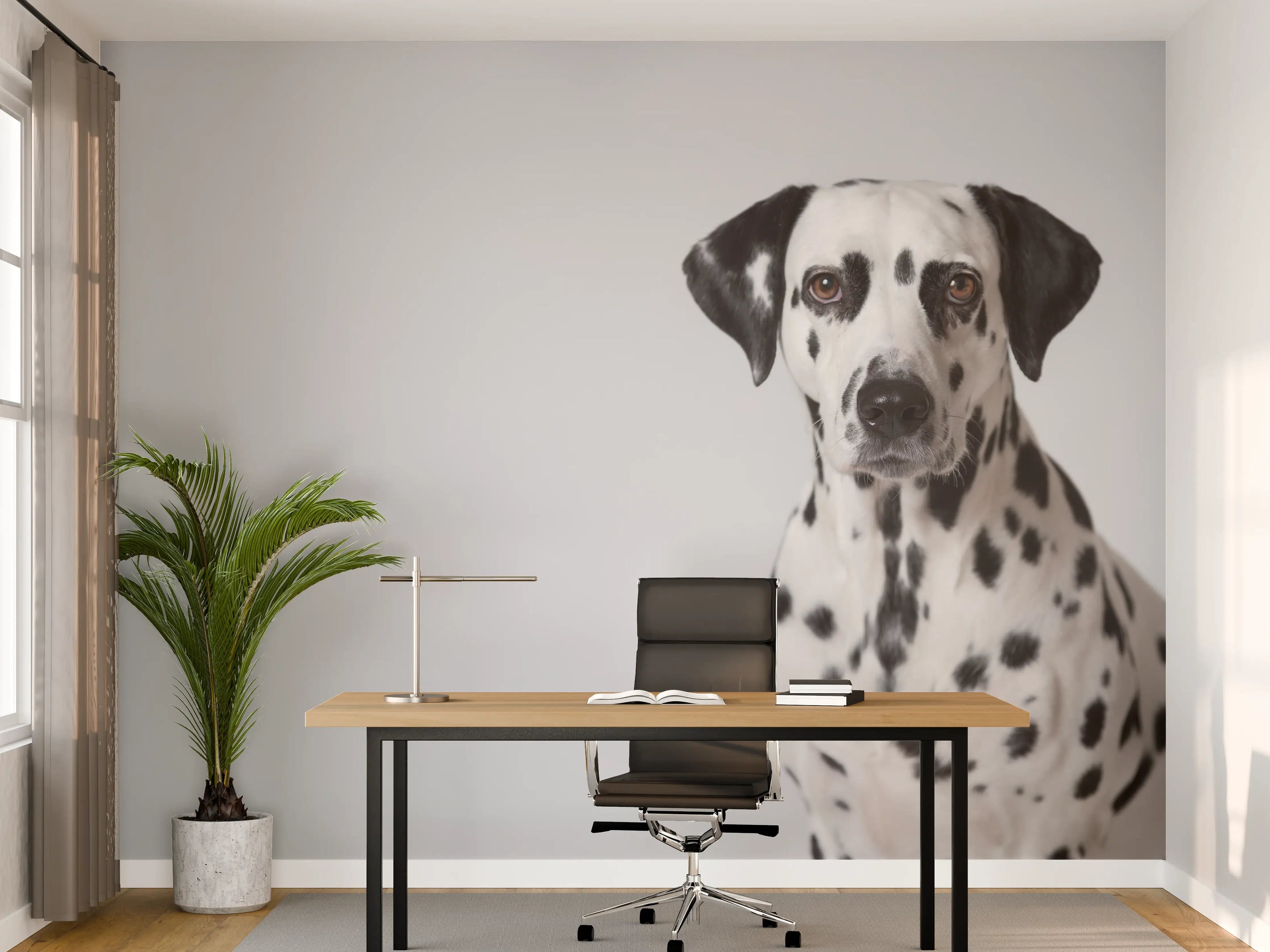 Büro Wandgestaltung - Portrait eines Dalmatiners auf weißem Hintergrund
