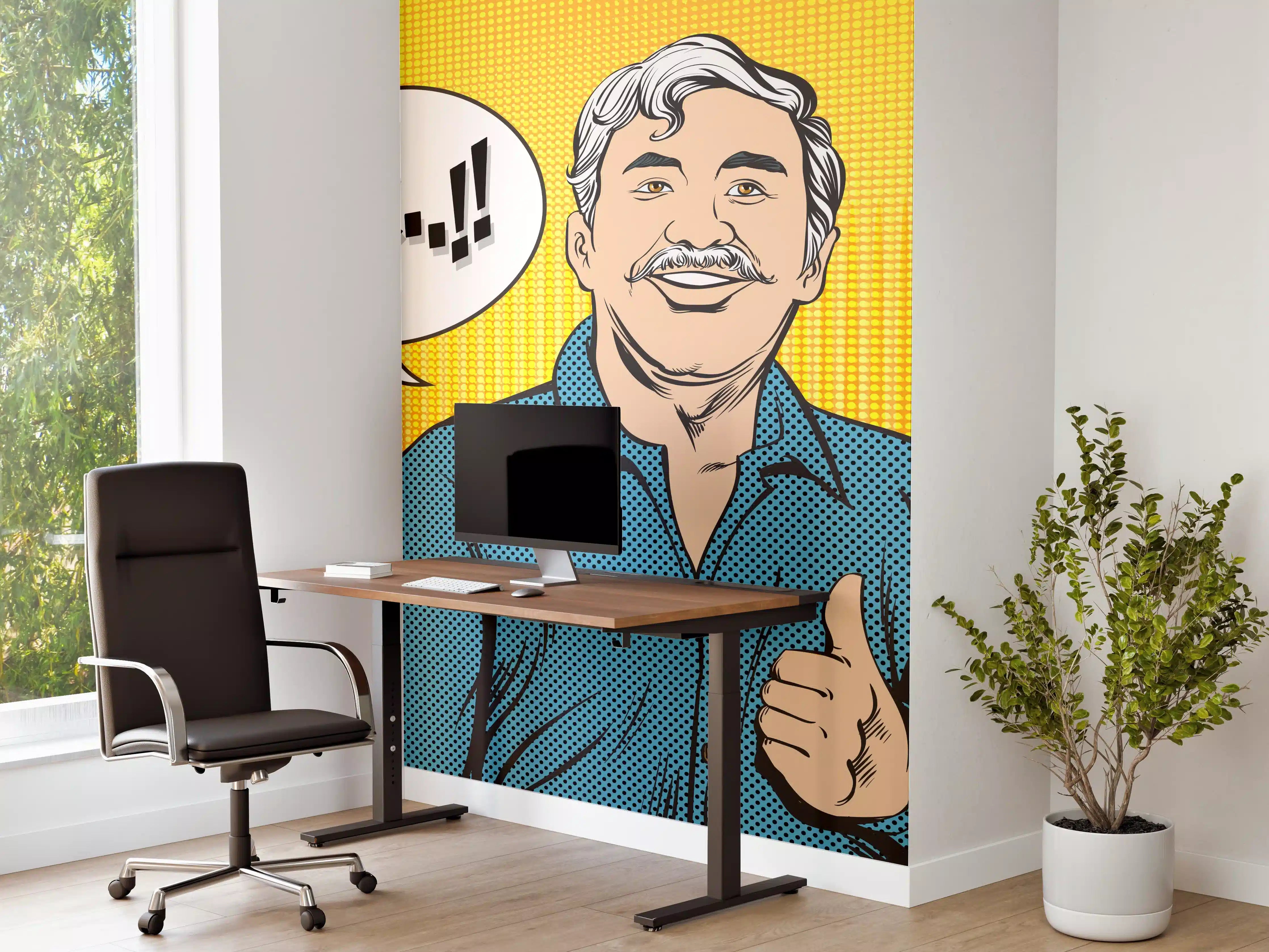 Büro Wandgestaltung - Positiver Comic-Mann Daumen hoch