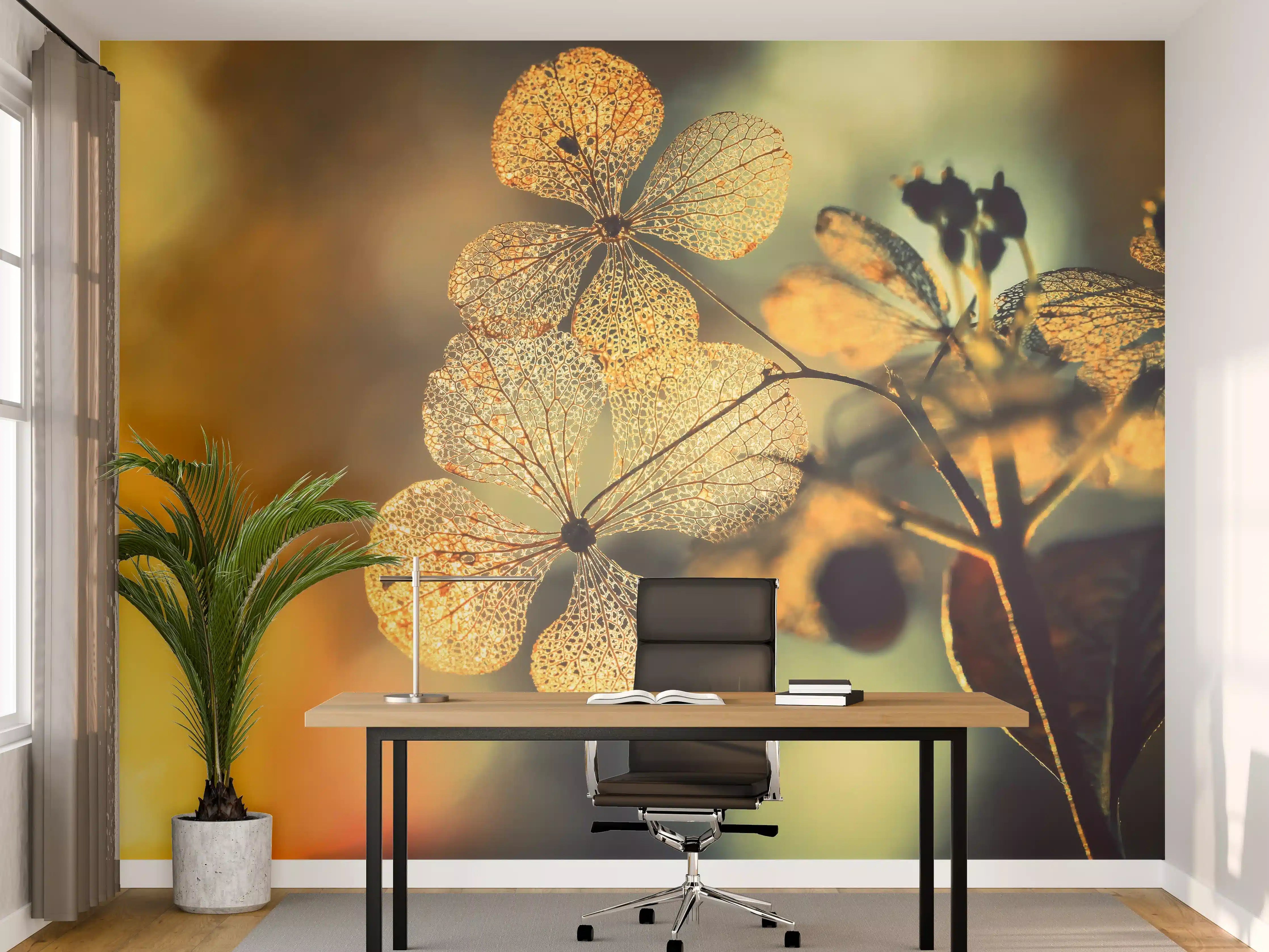 Büro Wandgestaltung - Prächtige Hortensienblüten