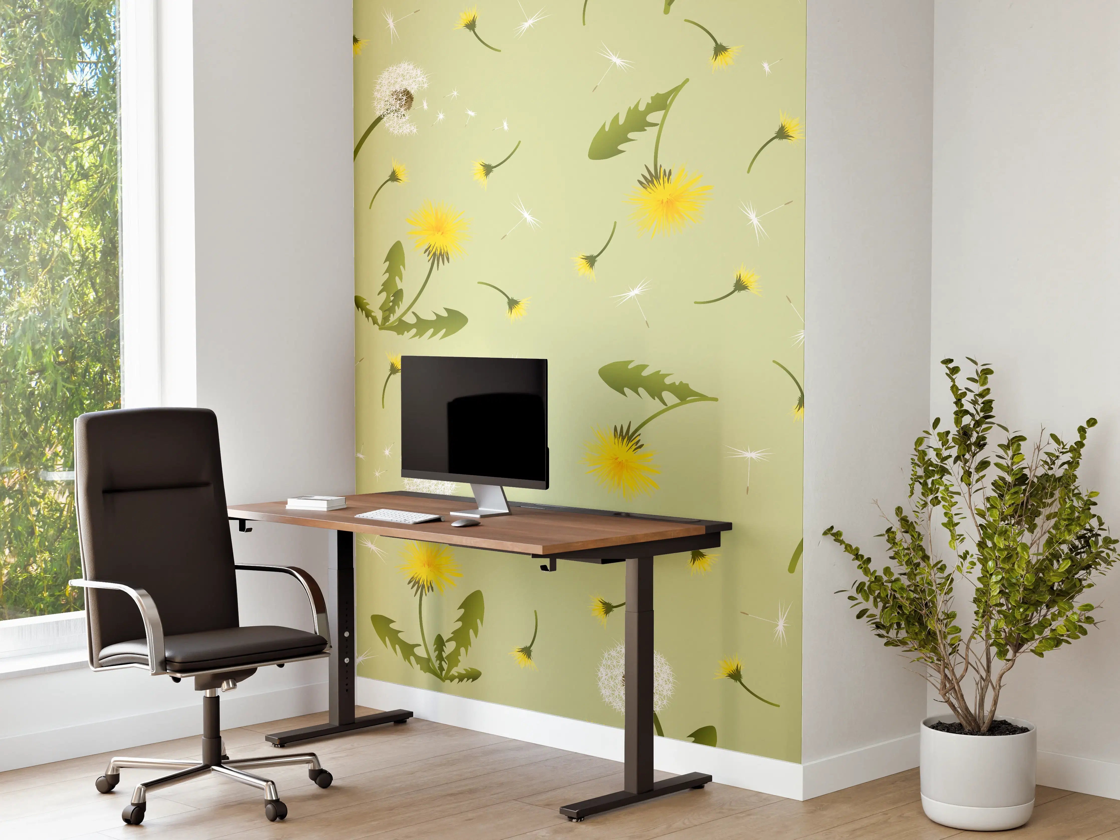 Büro Wandgestaltung - Pusteblumen Grün-Gelb Muster
