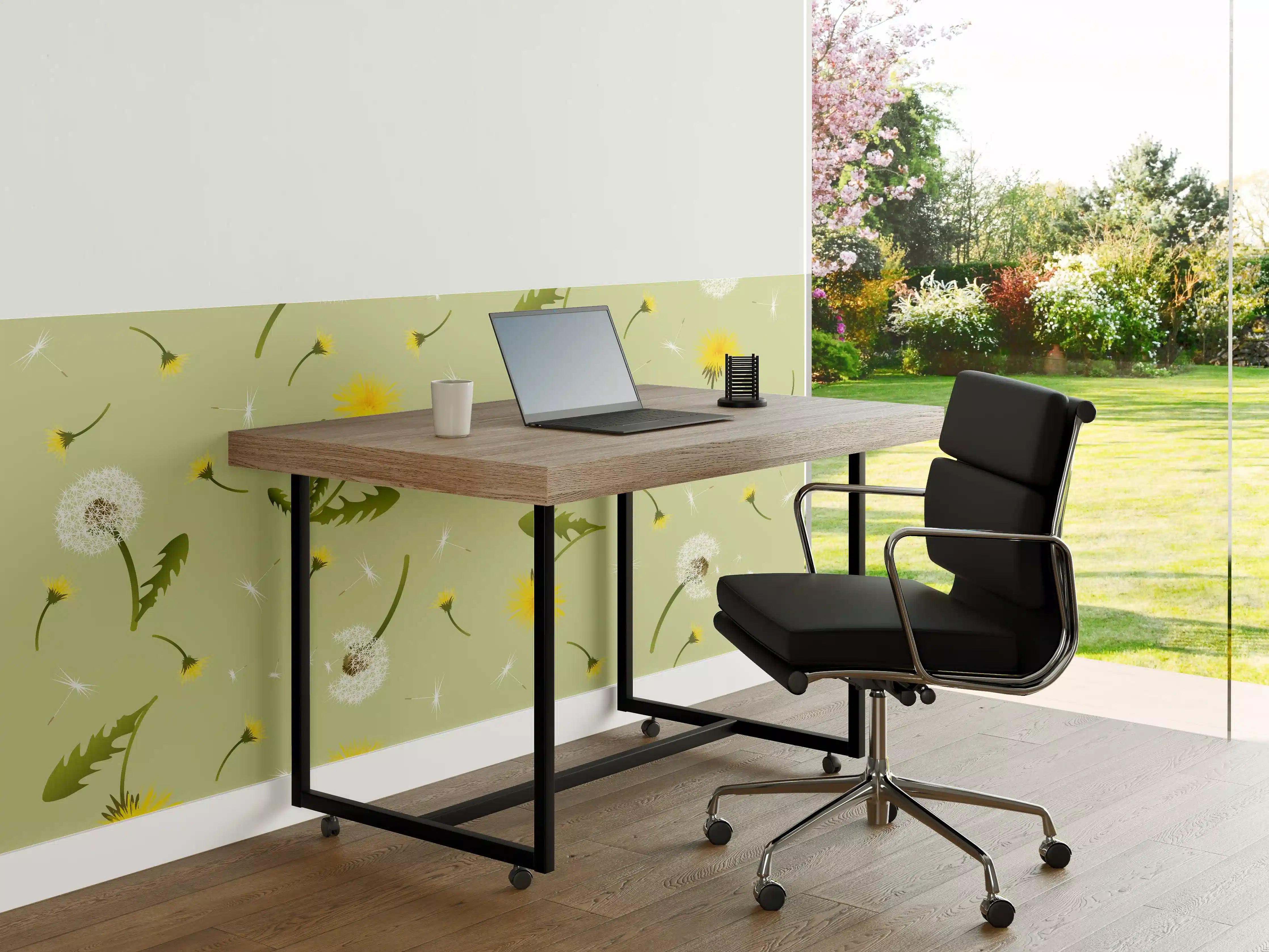 Büro Wandgestaltung - Pusteblumen Grün-Gelb Muster