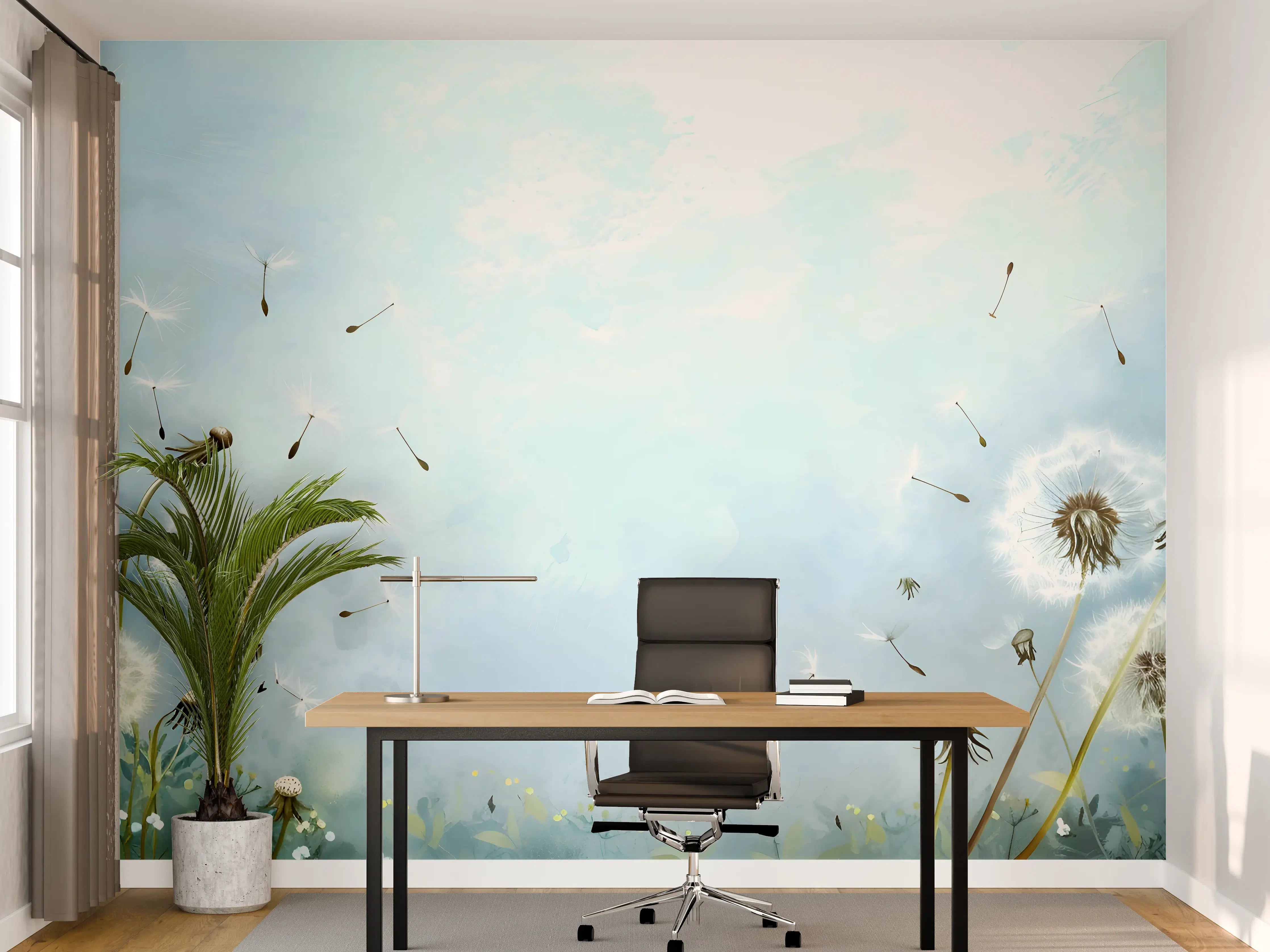 Büro Wandgestaltung - Pusteblumen im blauen Himmel