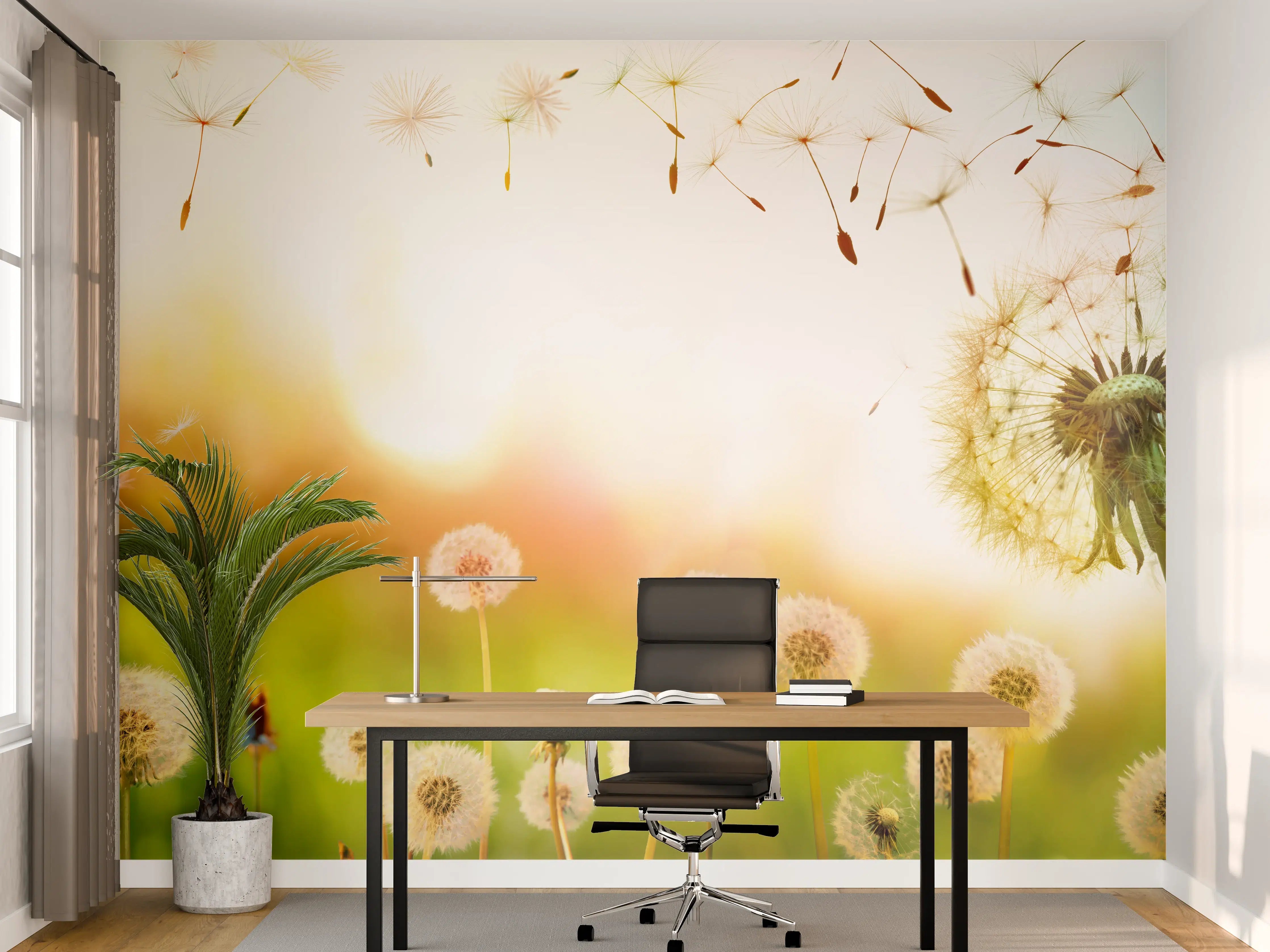 Büro Wandgestaltung - Pusteblumen im goldenen Licht