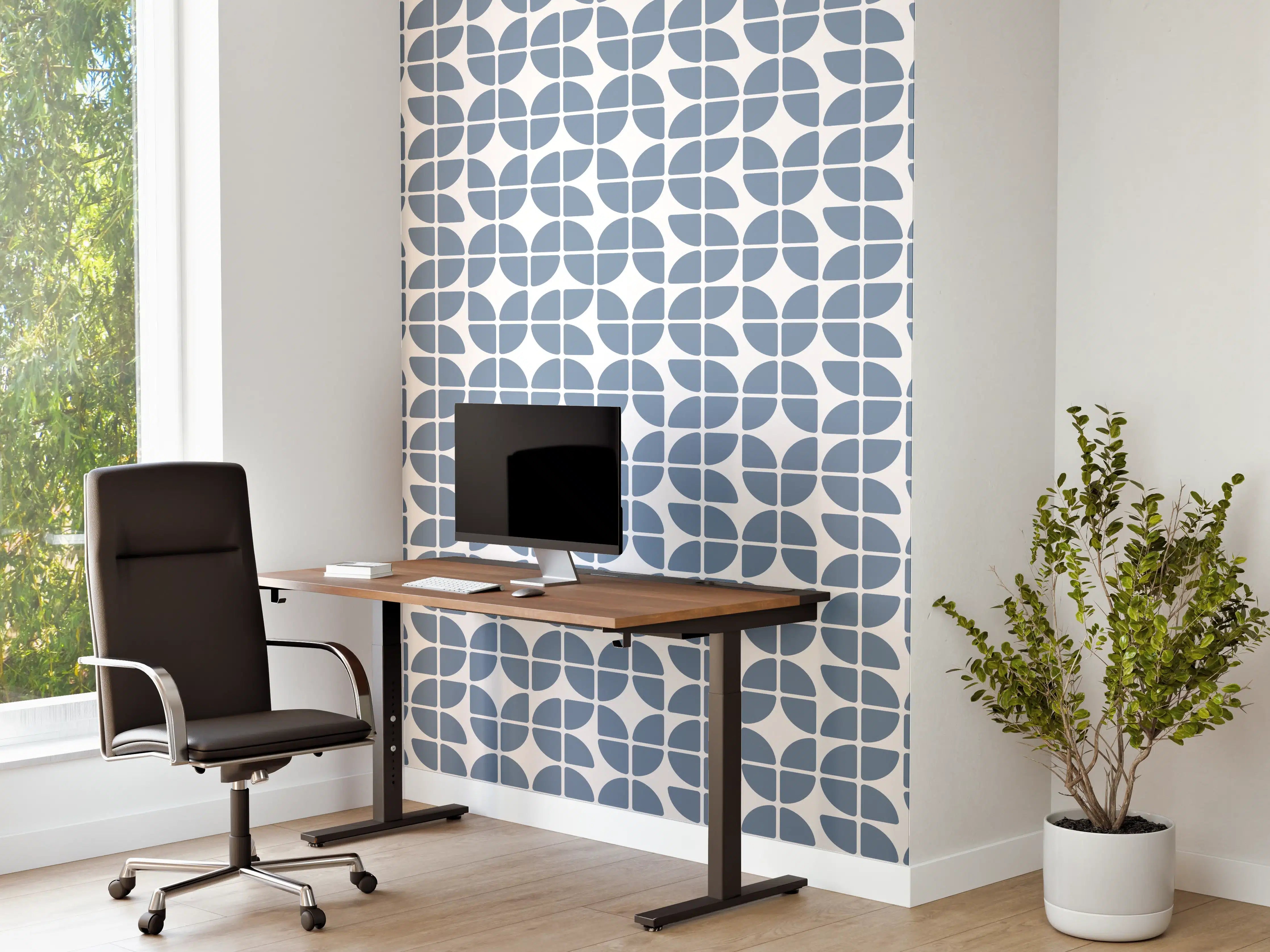 Büro Wandgestaltung - Retro-Blau-Azzurro-Muster