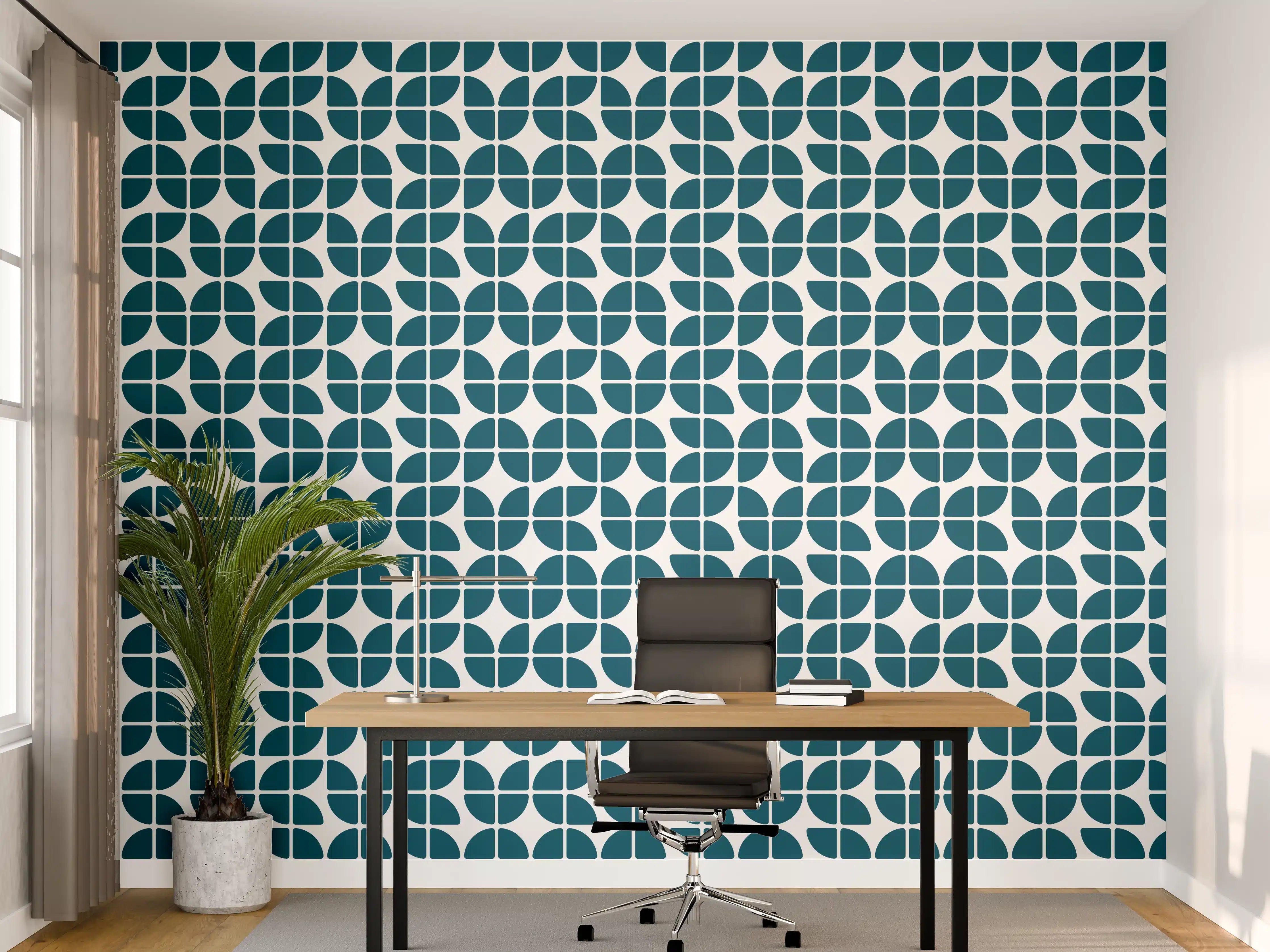 Büro Wandgestaltung - Retro-Blau-Muster