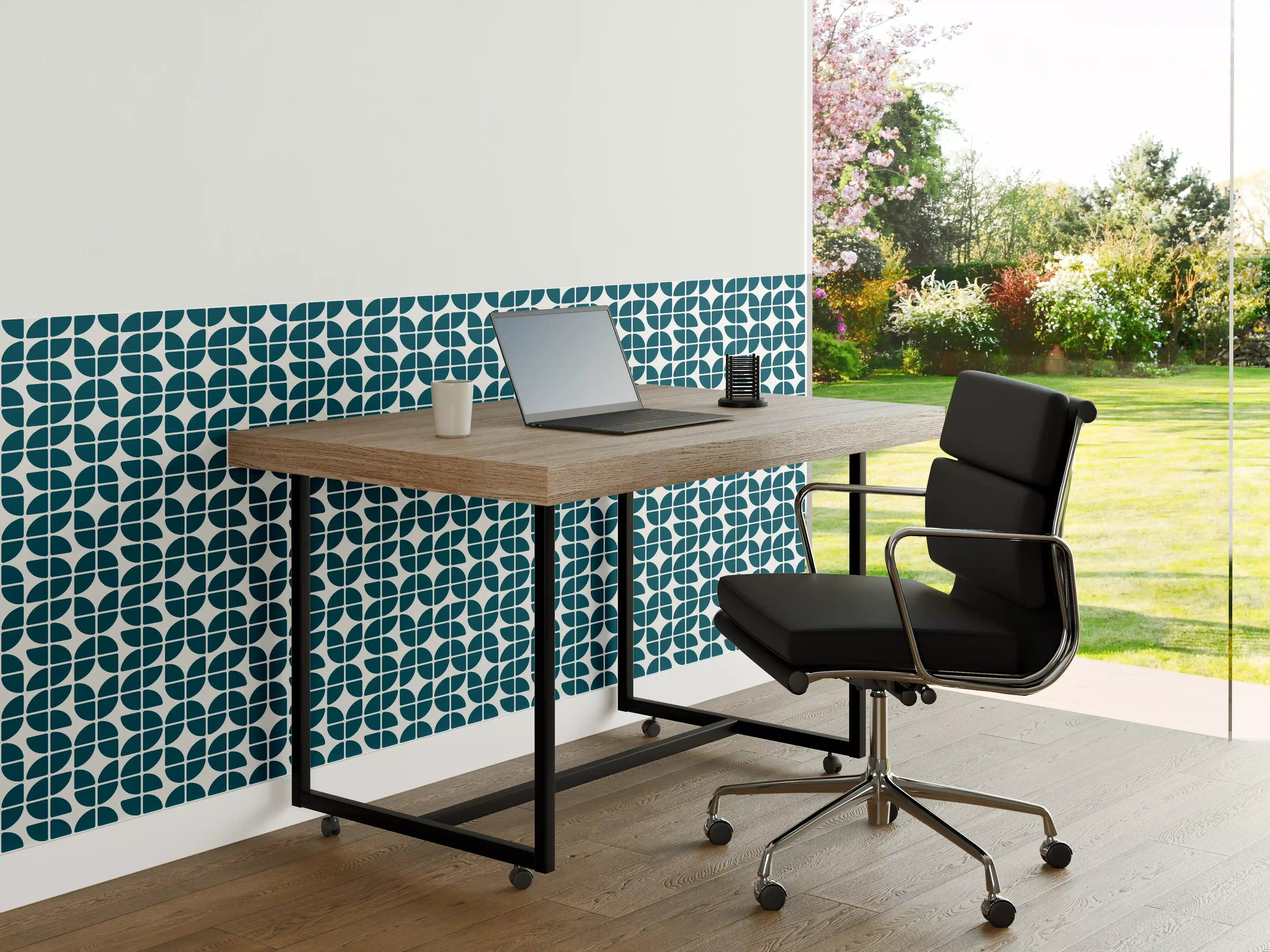 Büro Wandgestaltung - Retro-Blau-Muster