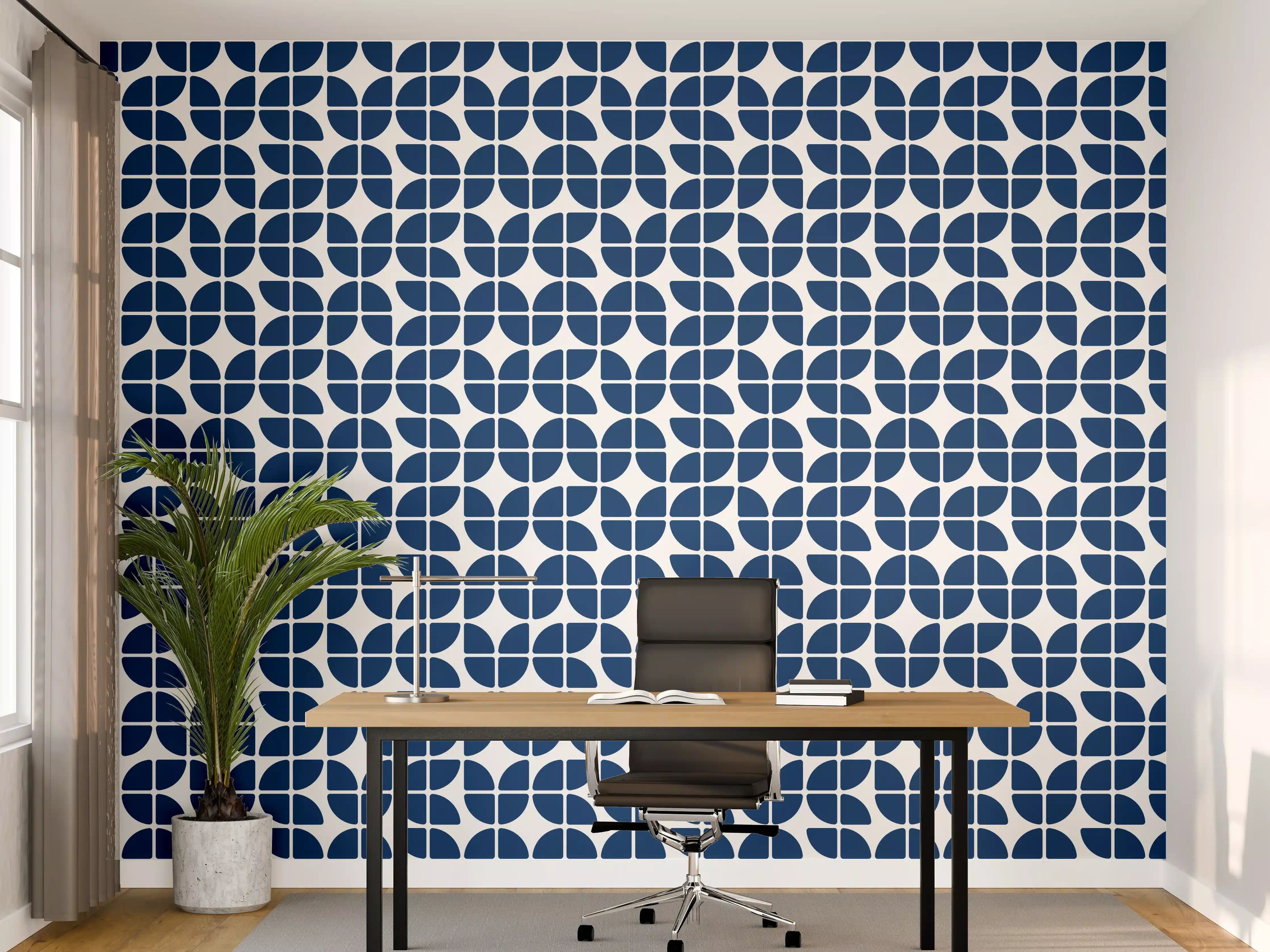 Büro Wandgestaltung - Retro-Grazia-Blau-Nacht