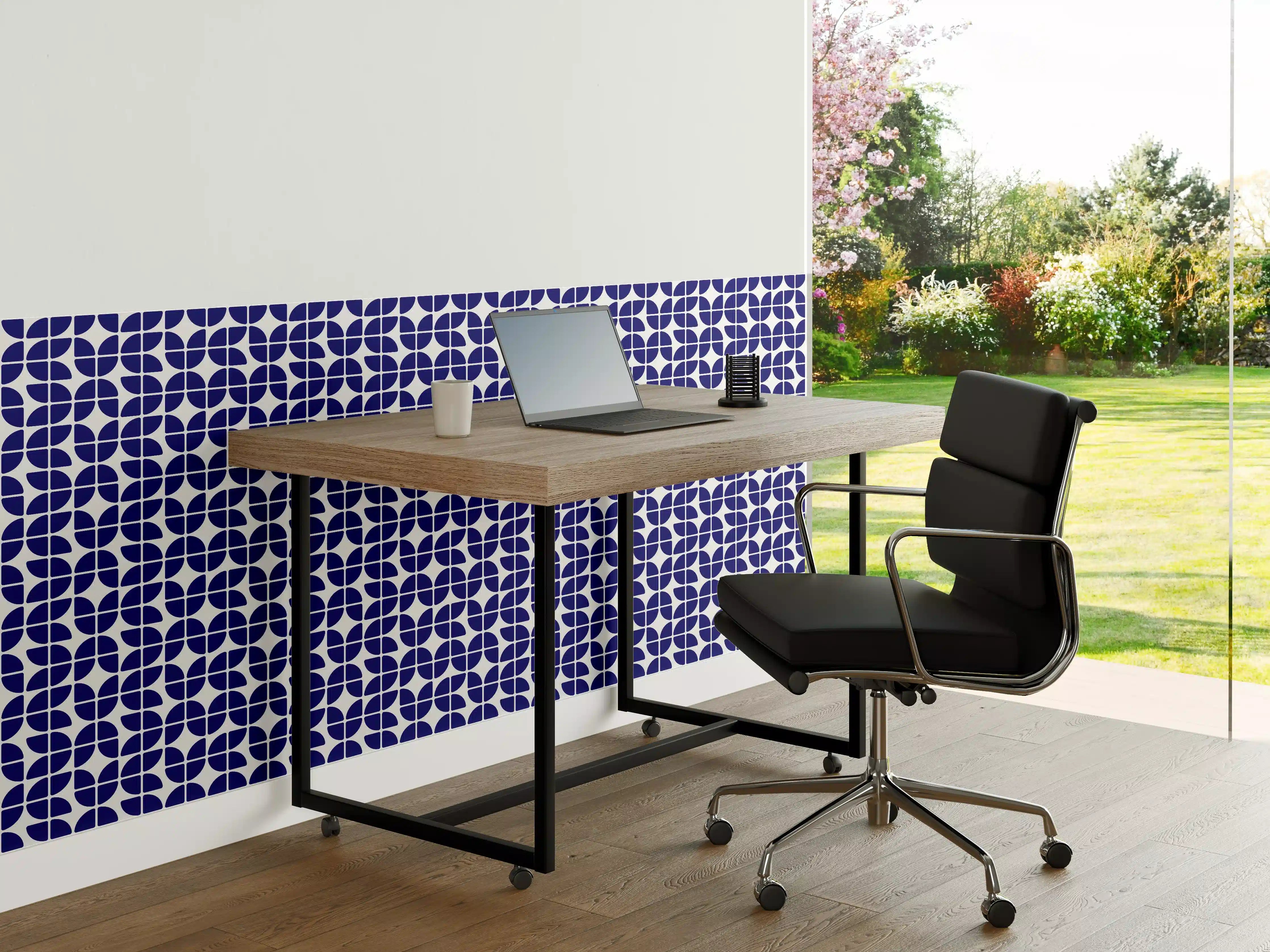 Büro Wandgestaltung - Retro-Grazia-Zaffiro-Muster