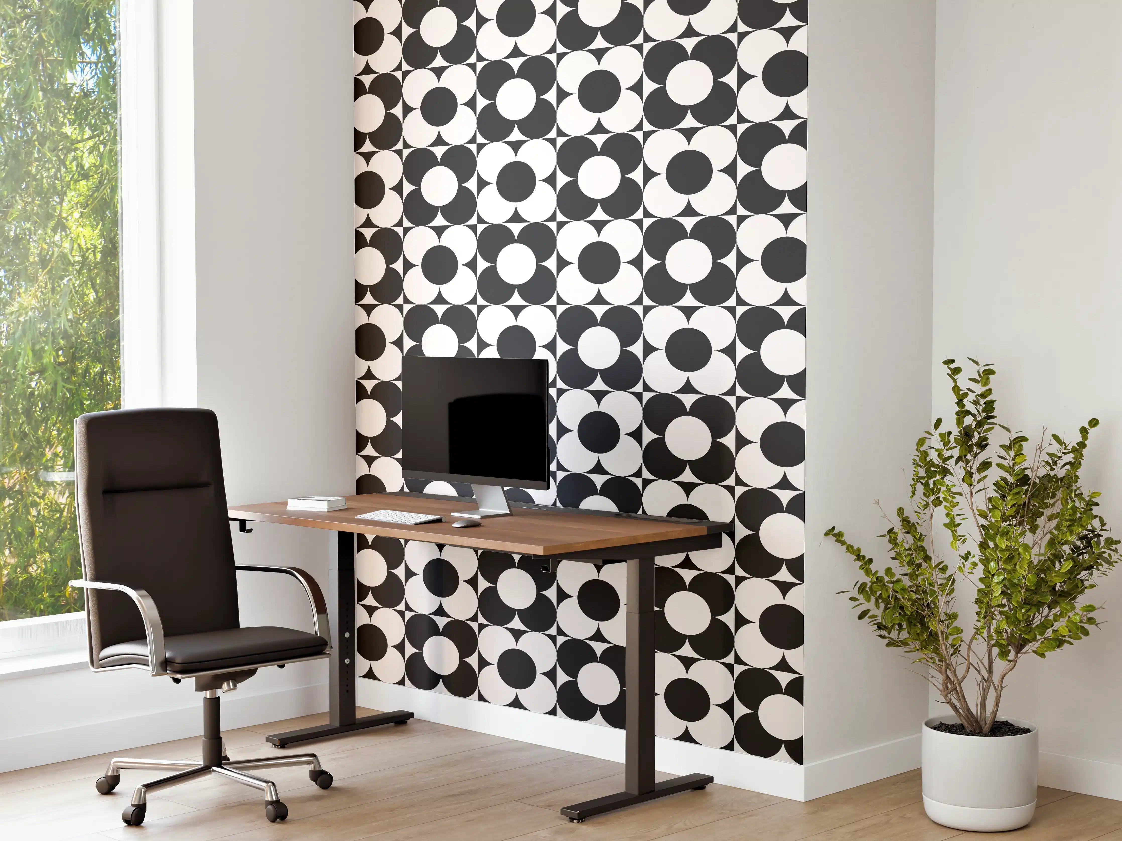 Büro Wandgestaltung - Retro Primavera Carbone mit weißen und grauen Nuancen