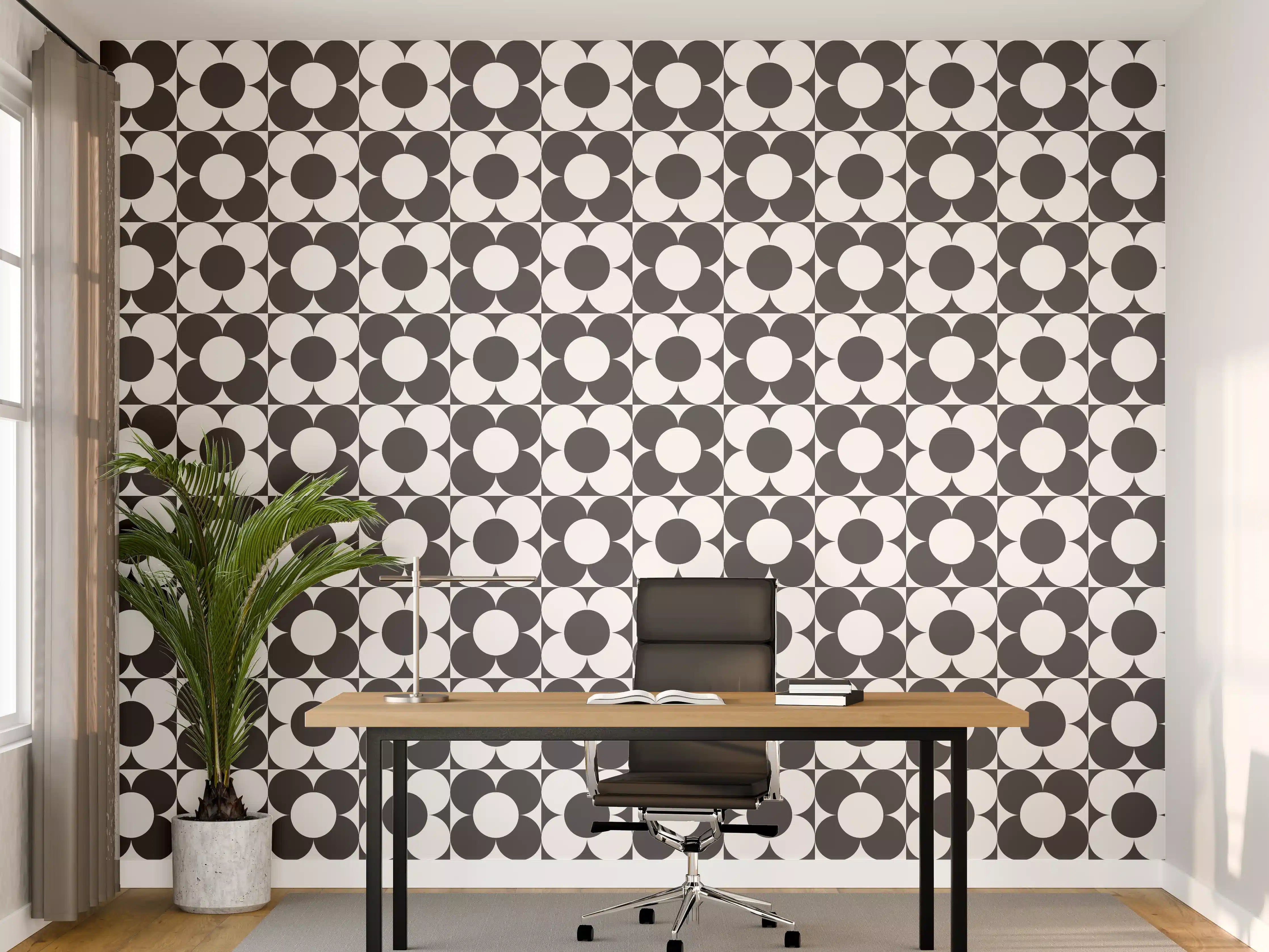 Büro Wandgestaltung - Retro Primavera in Anthrazit mit Hellgrau-Details