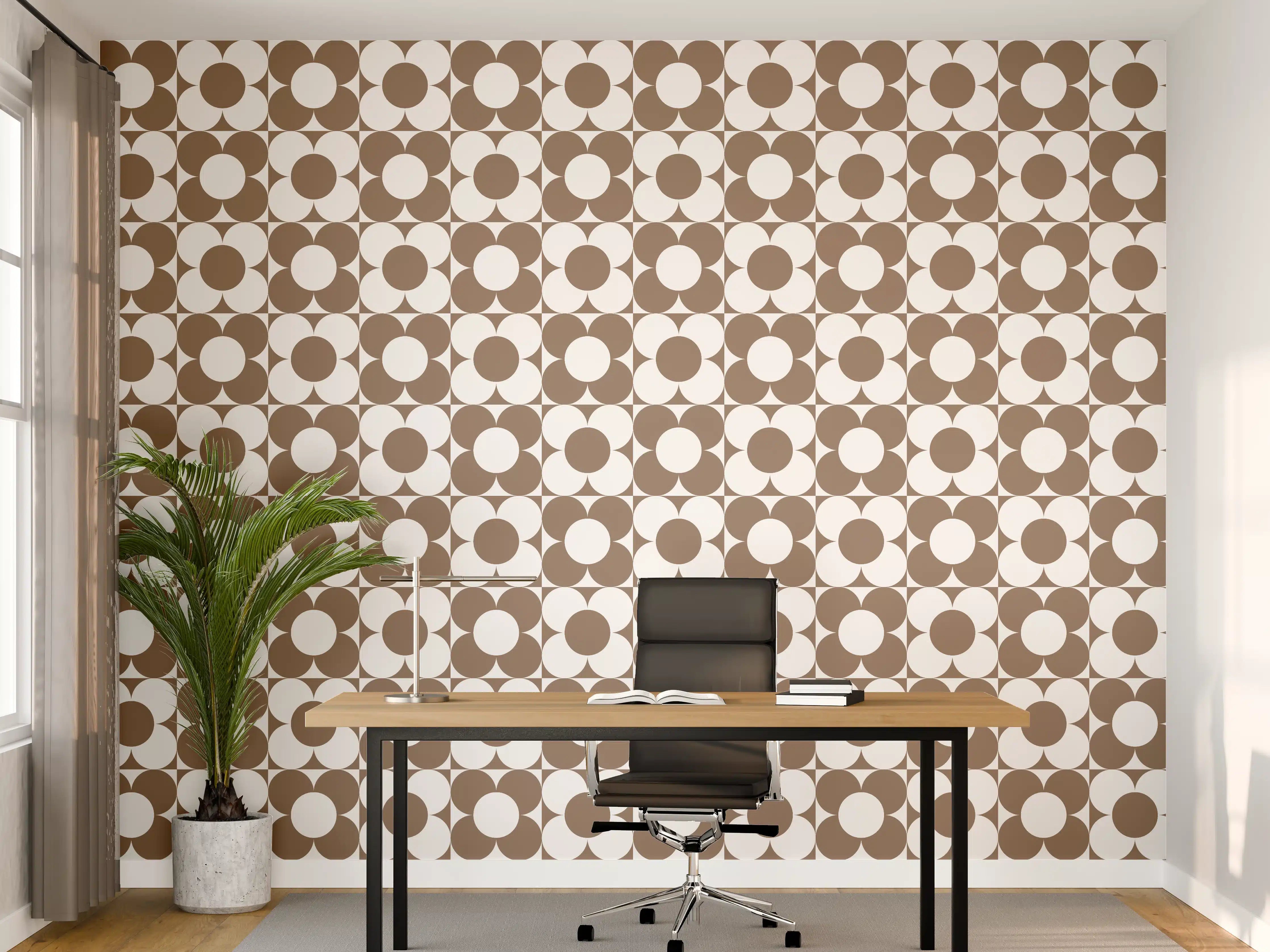 Büro Wandgestaltung - Retro Primavera mit zarten Grautönen auf Weiß