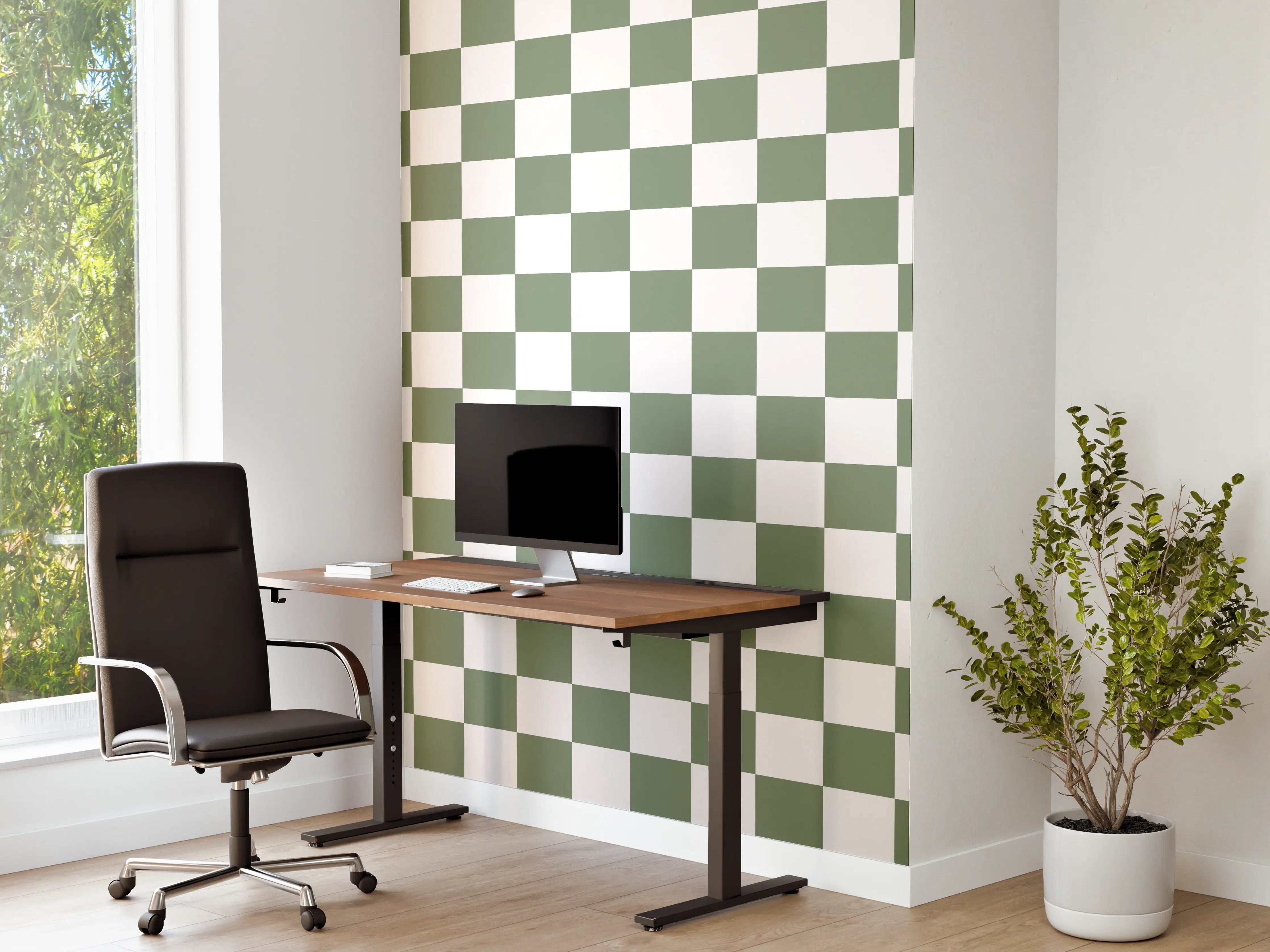 Büro Wandgestaltung - Retro-Scacco-Oliva-Effekt