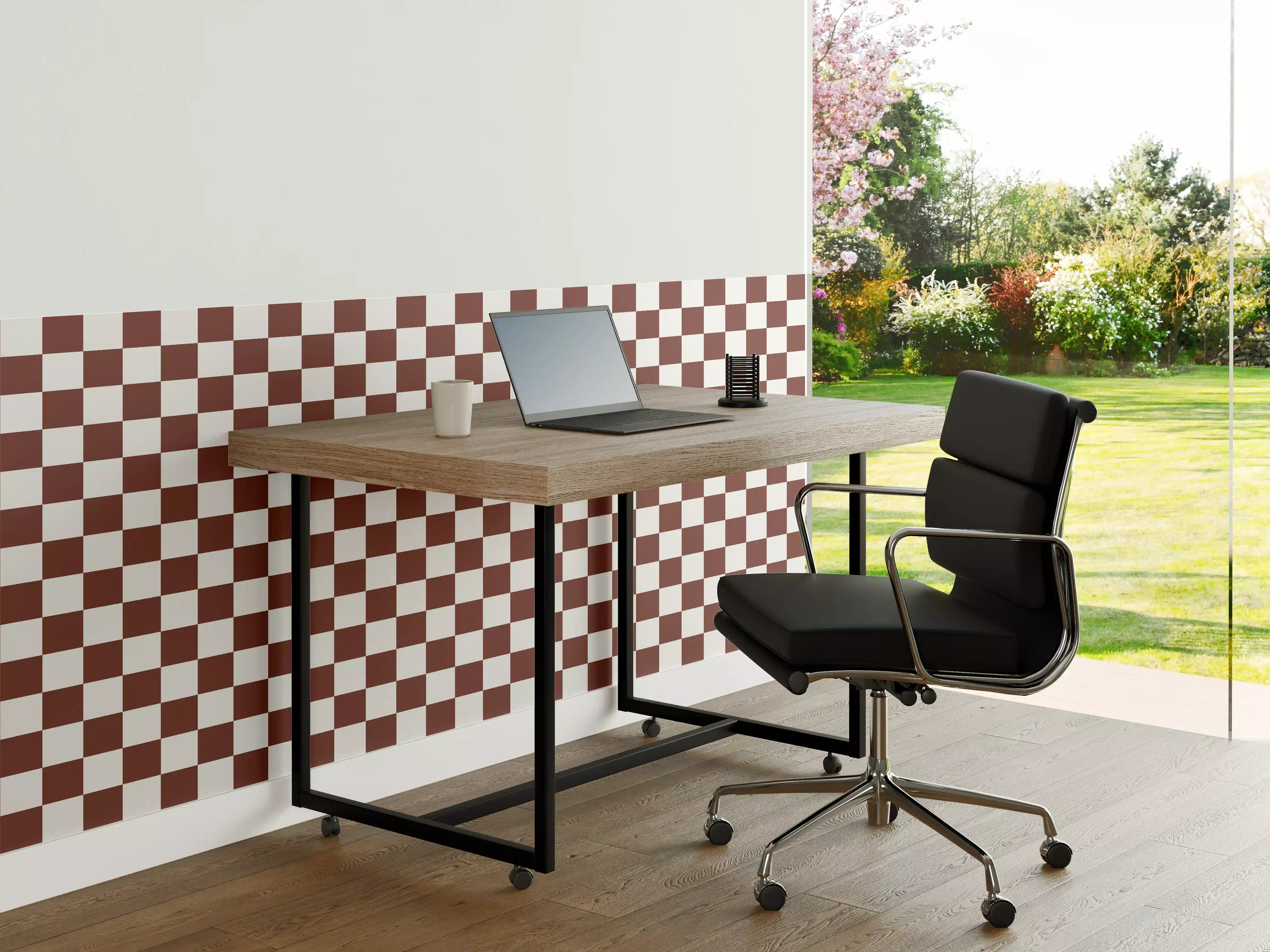 Büro Wandgestaltung - Retro-Shachmatte im Badezimmer