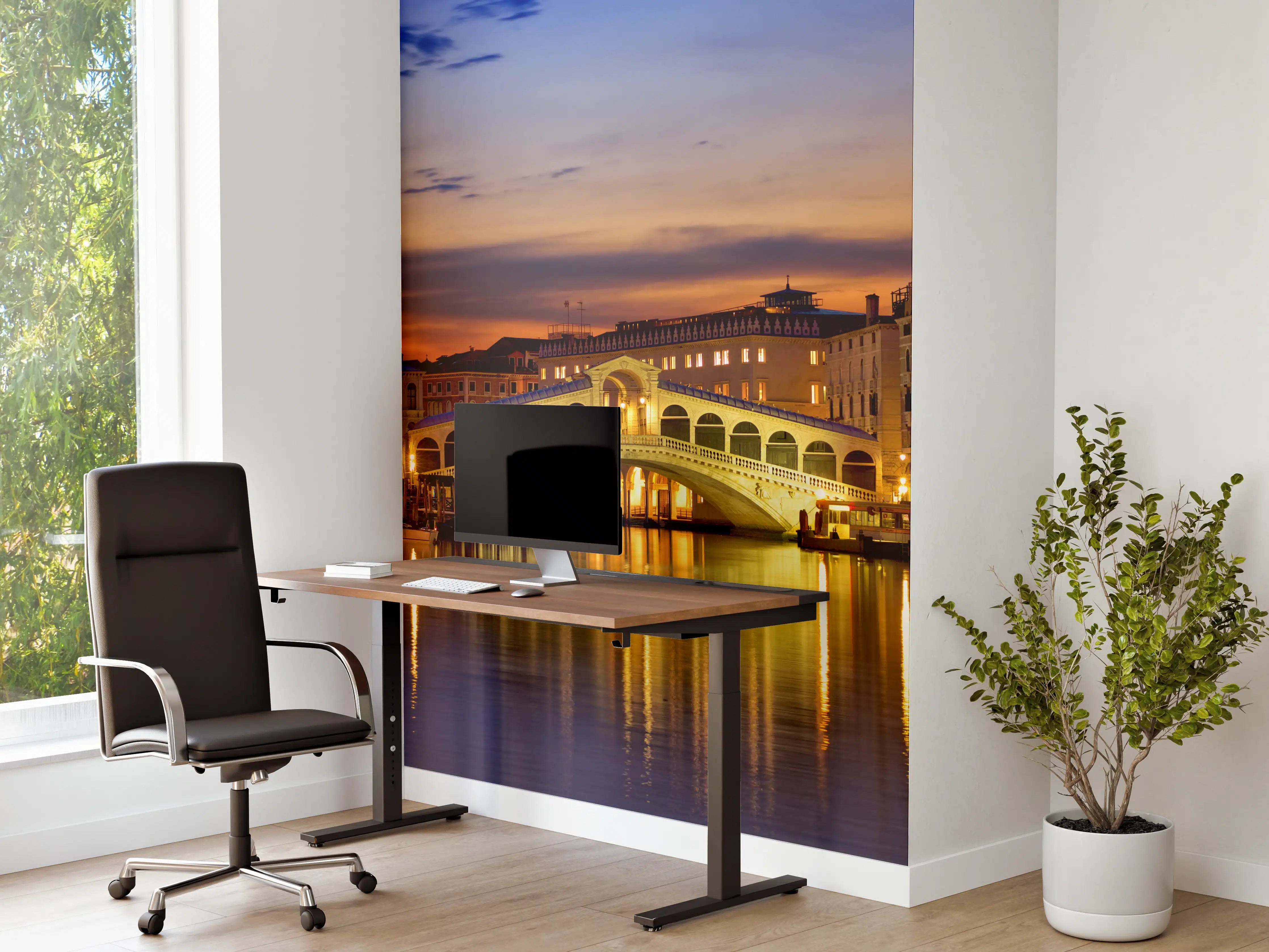 Büro Wandgestaltung - Rialtobrücke in Venedig - Dämmerung