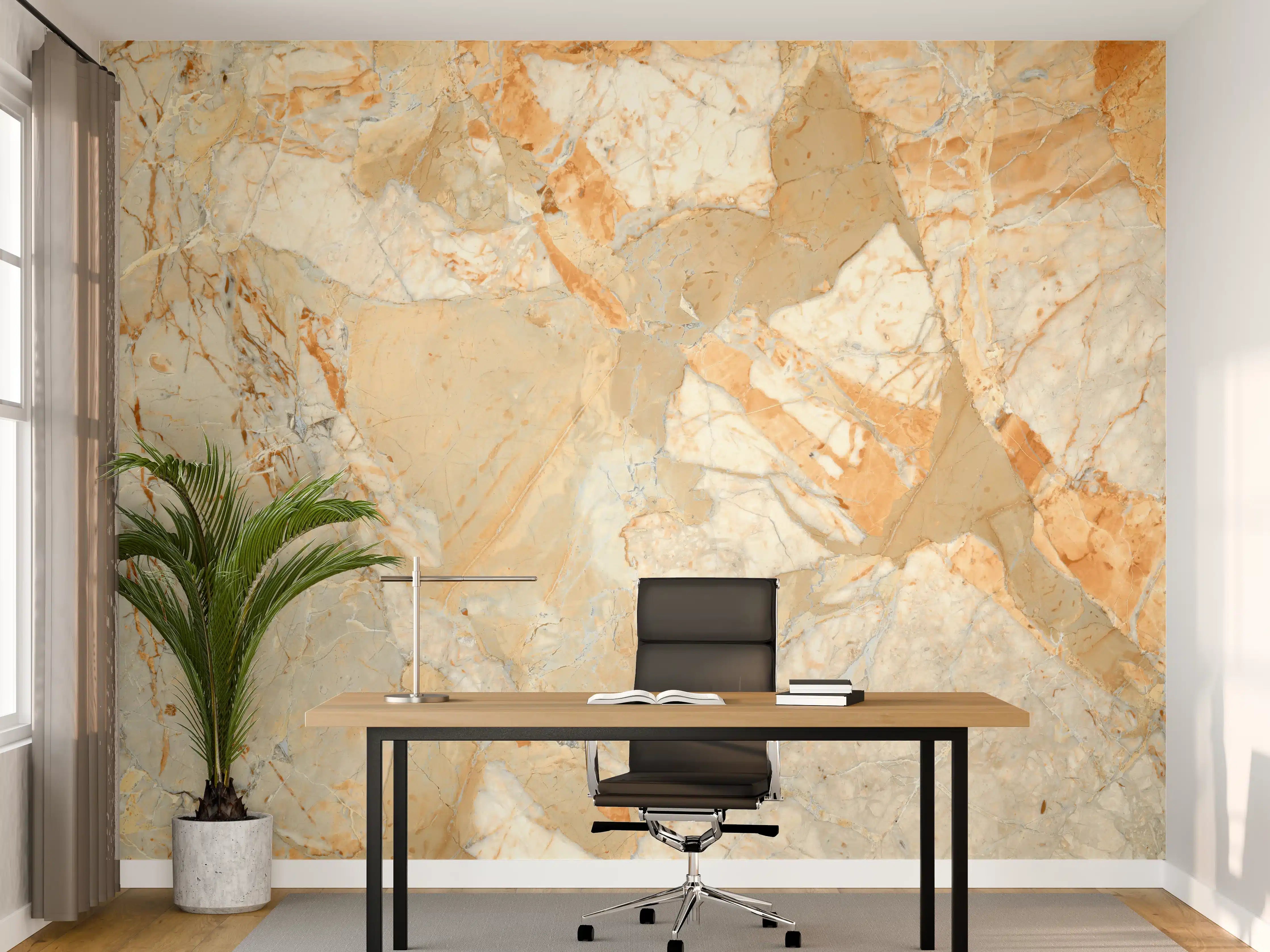 Büro Wandgestaltung - Rötlich-beiger rissiger Marmor