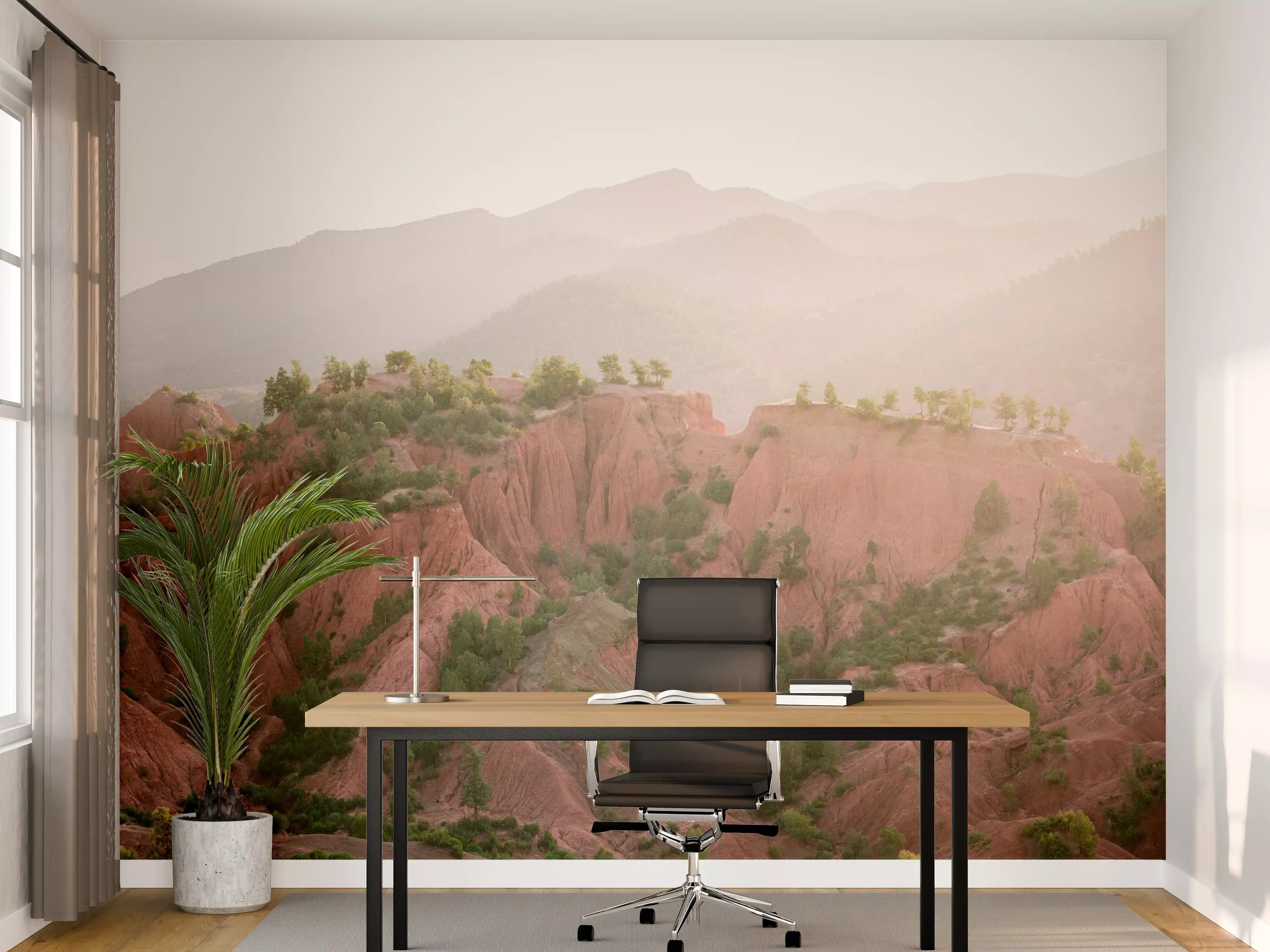 Büro Wandgestaltung - Rötliche Berglandschaft im Sonnenlicht