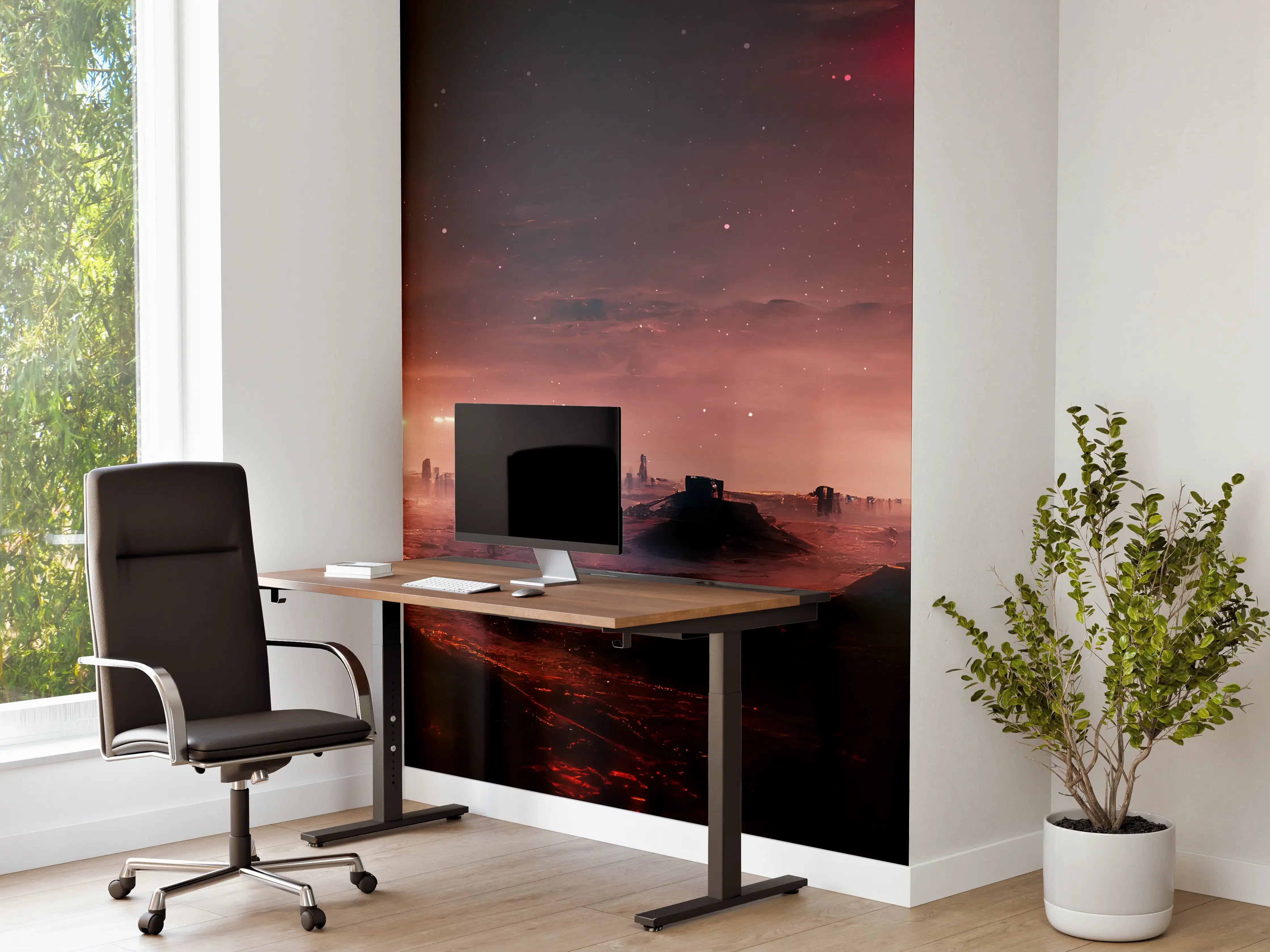 Büro Wandgestaltung - Rötliche Fantasielandschaft