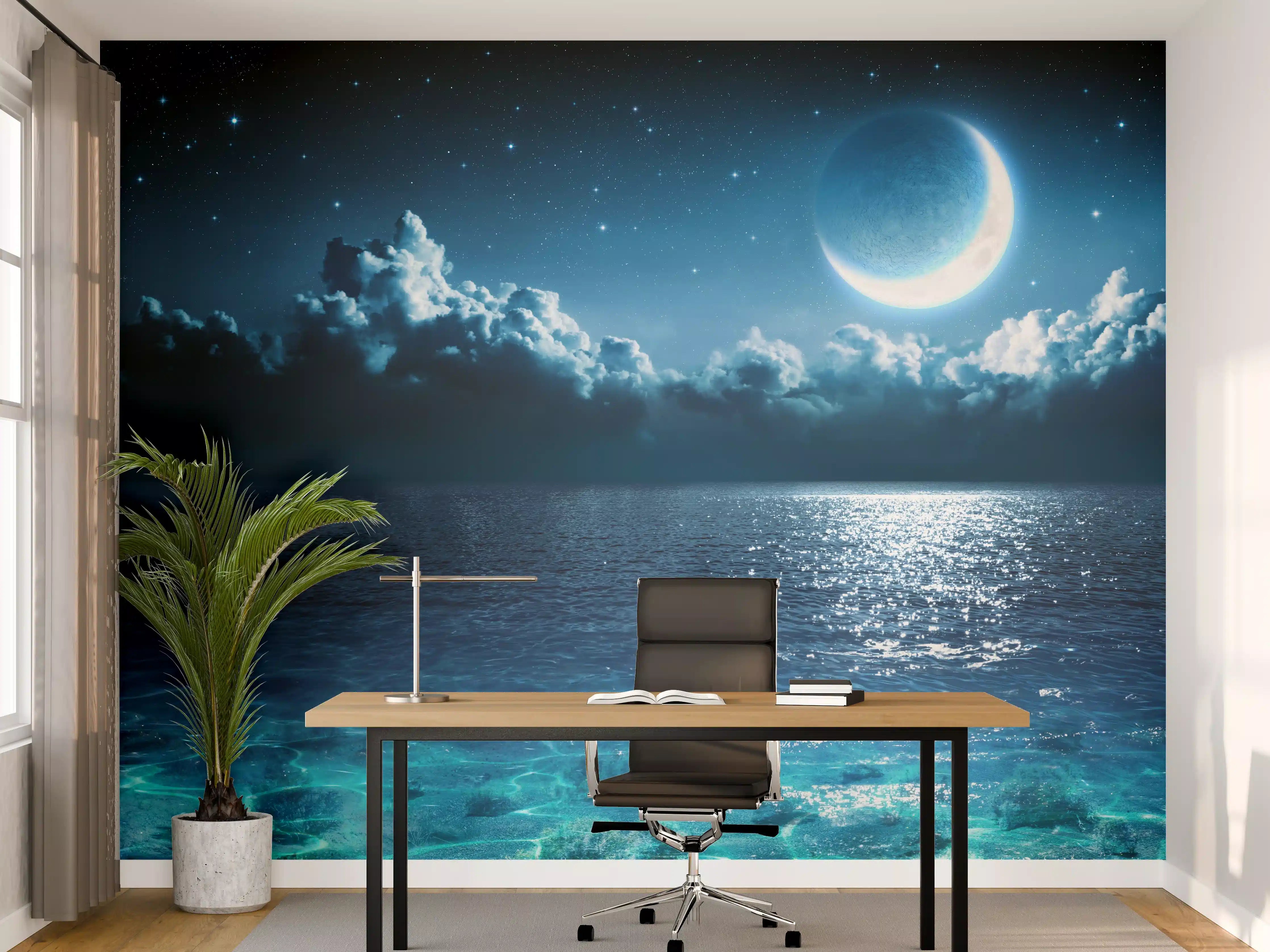 Büro Wandgestaltung - Romantischer Mond - magische Nacht