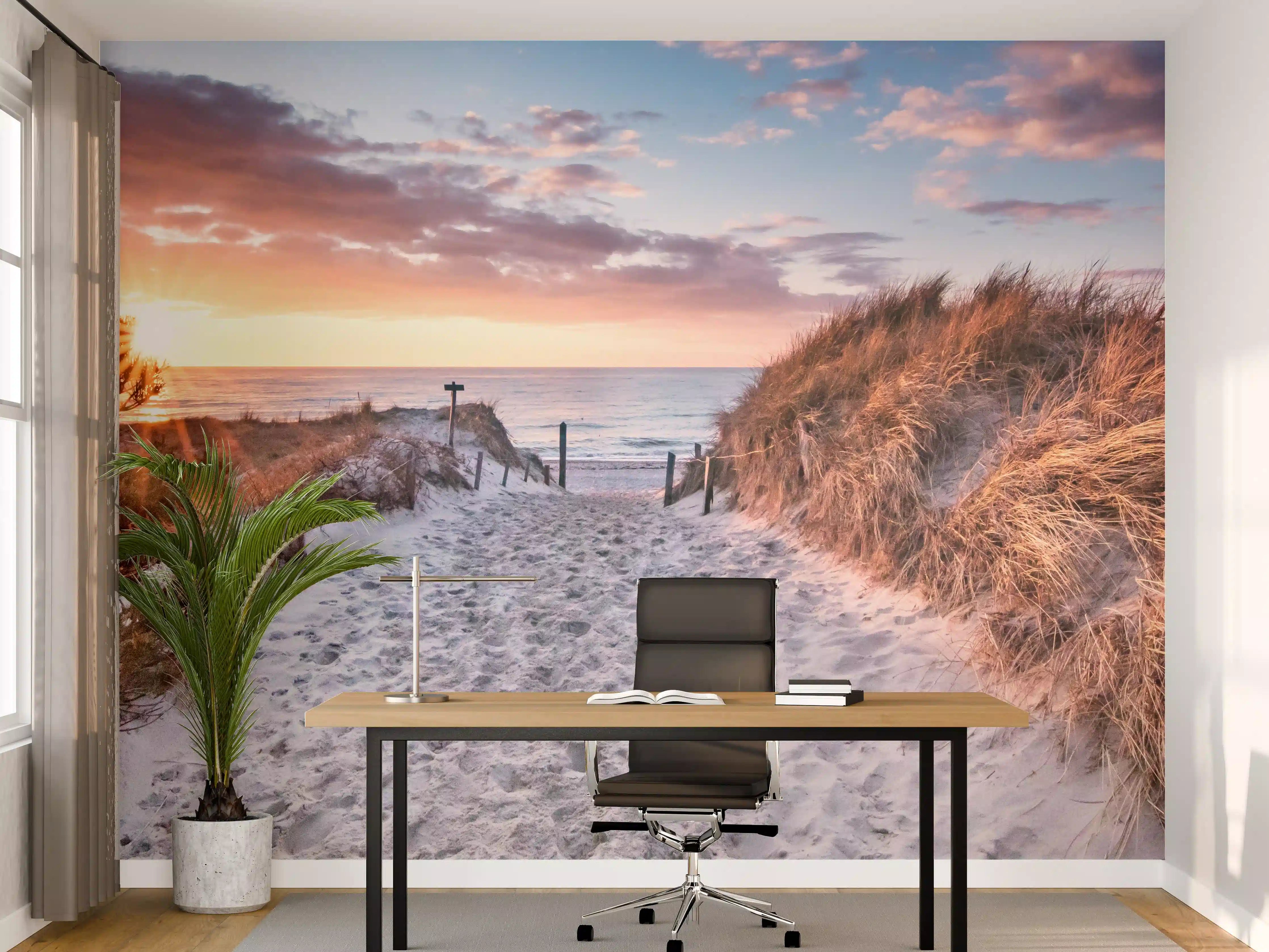Büro Wandgestaltung - Romantischer Sandweg zum Strand