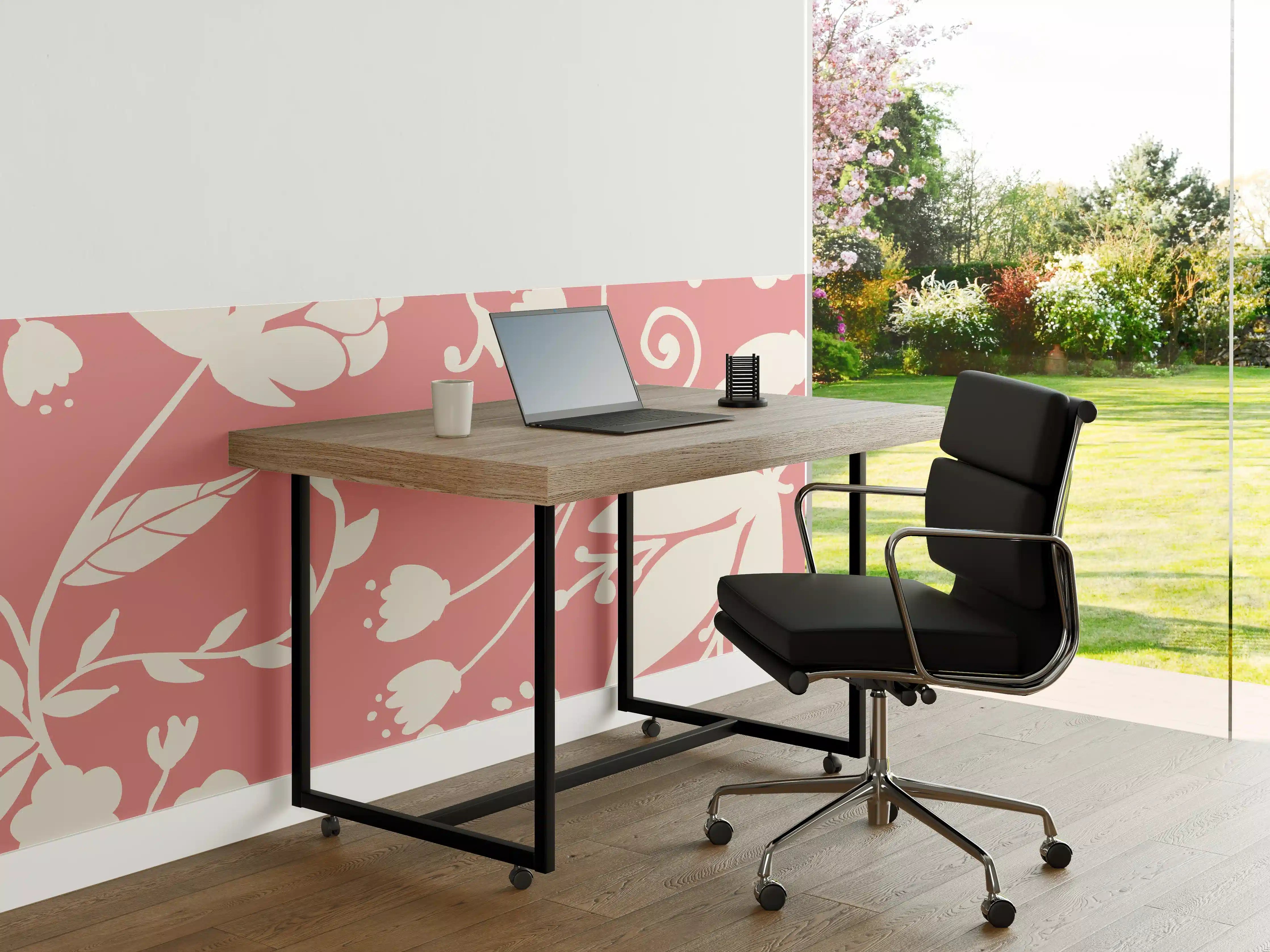 Büro Wandgestaltung - Rosa Blütenmuster Wanddesign