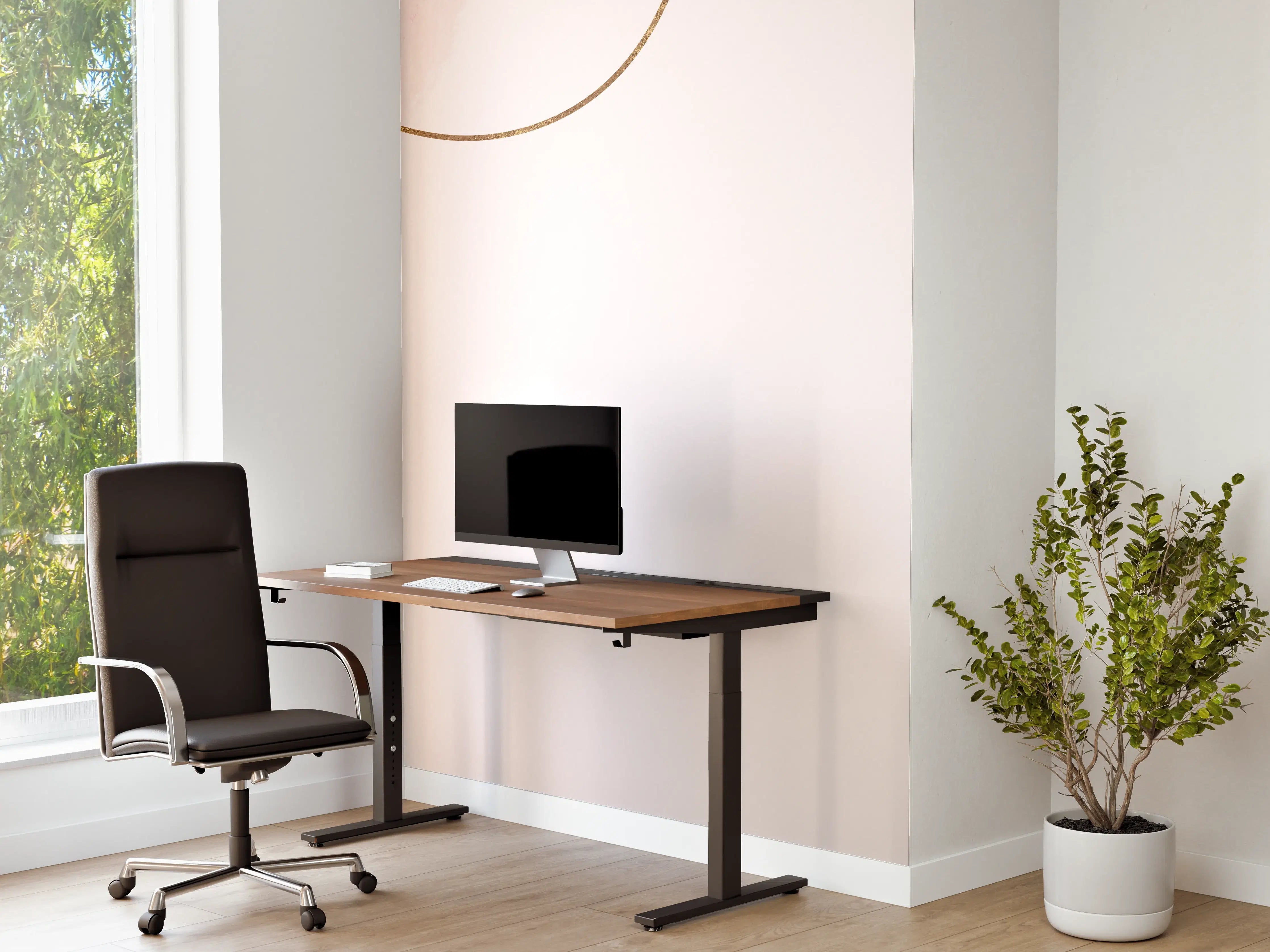 Büro Wandgestaltung - Rosa Gold Akzent Aquarell