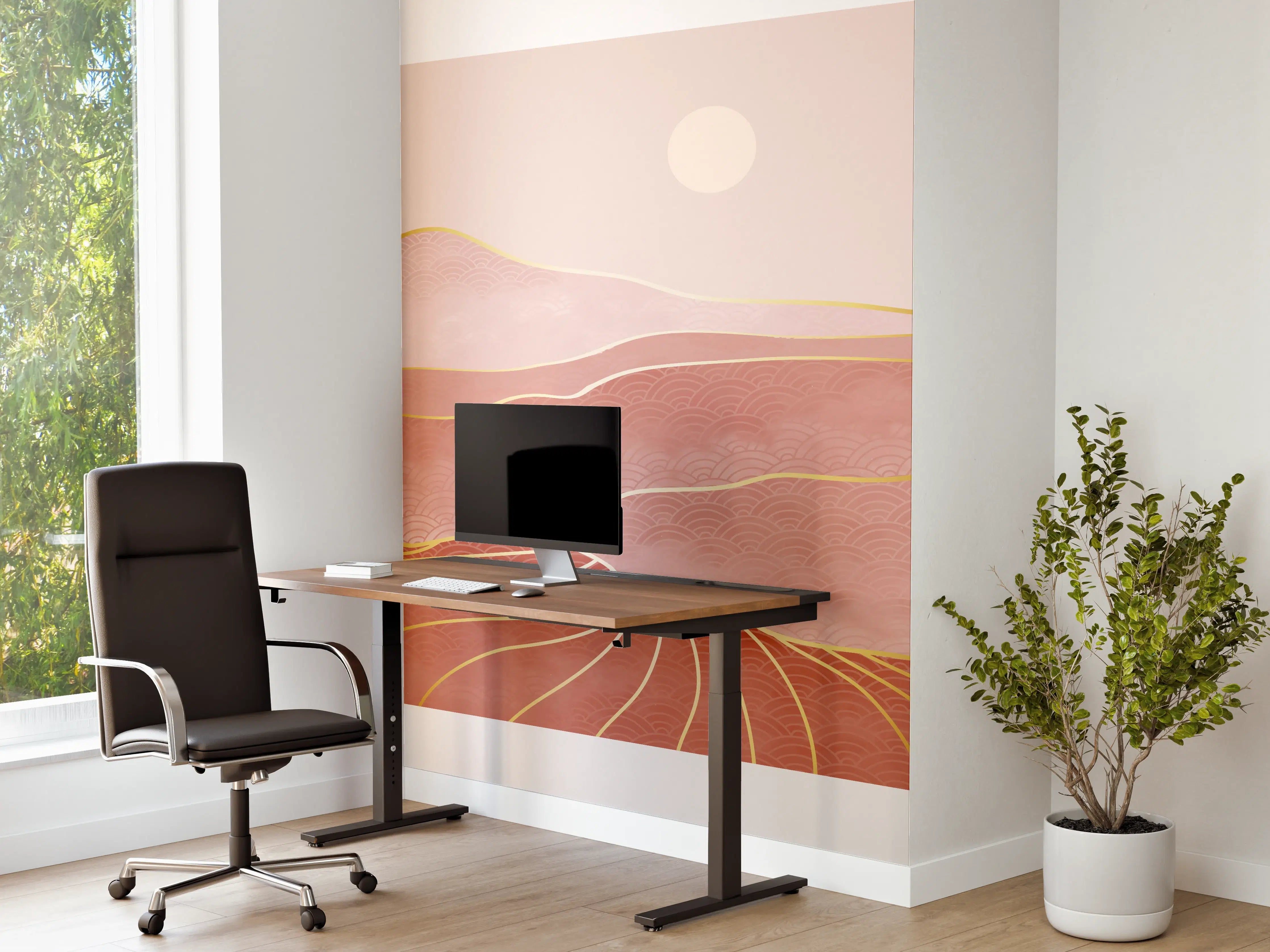 Büro Wandgestaltung - Rosa-Hügellandschaft bei Sonnenuntergang