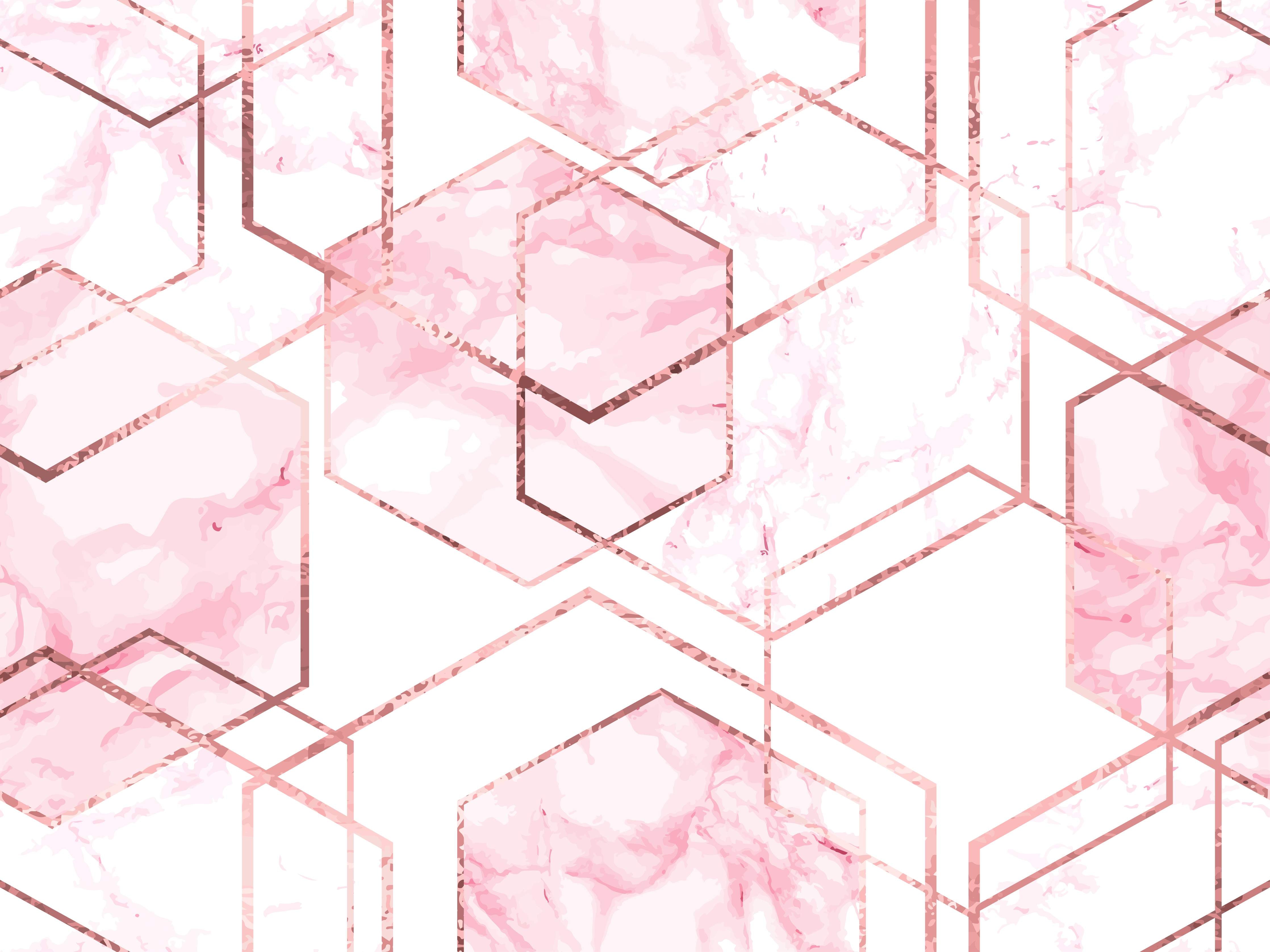 Büro Wandgestaltung-Rosa Marmor mit Goldakzenten