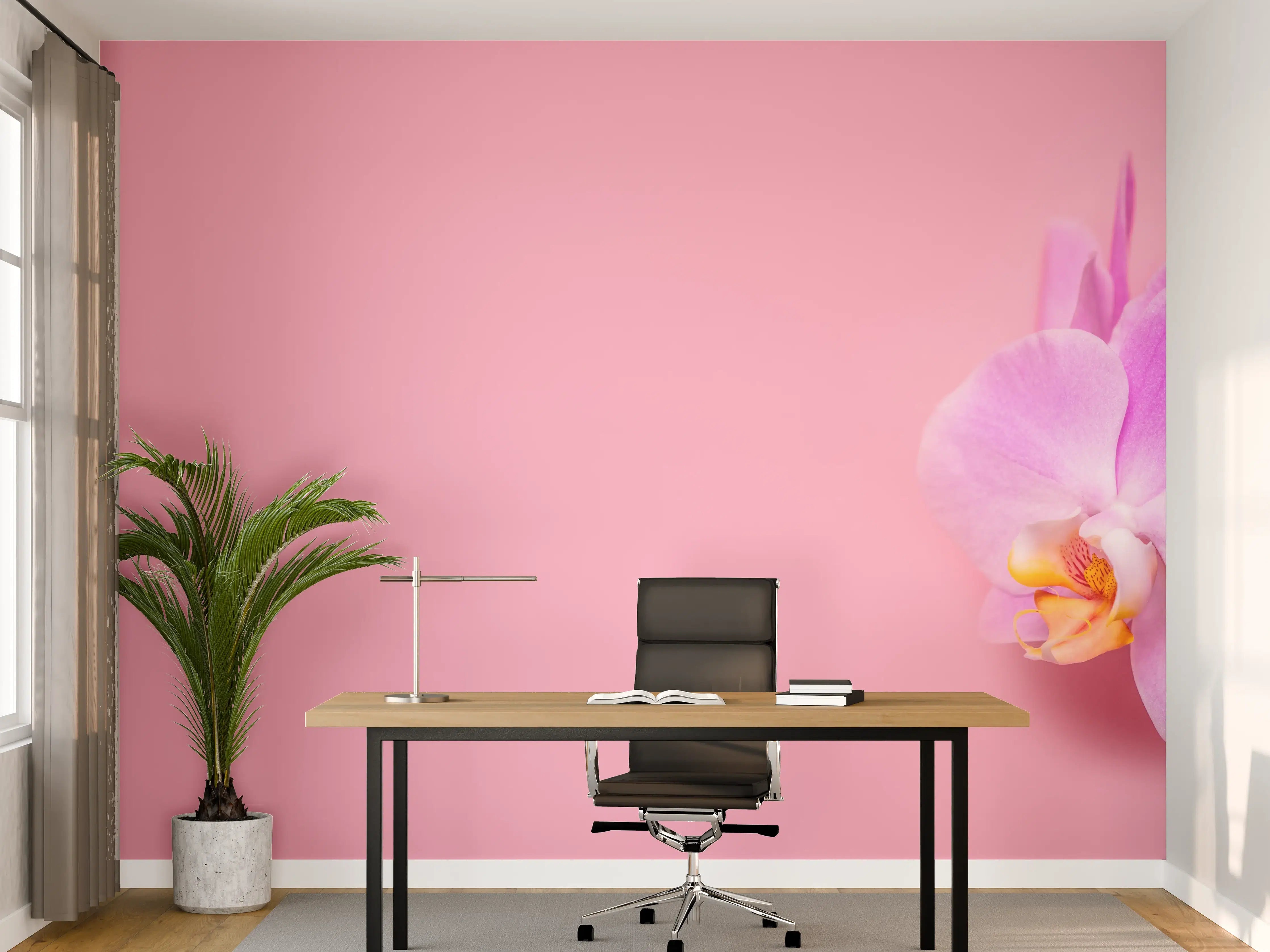 Büro Wandgestaltung - Rosa Orchideen auf Pink