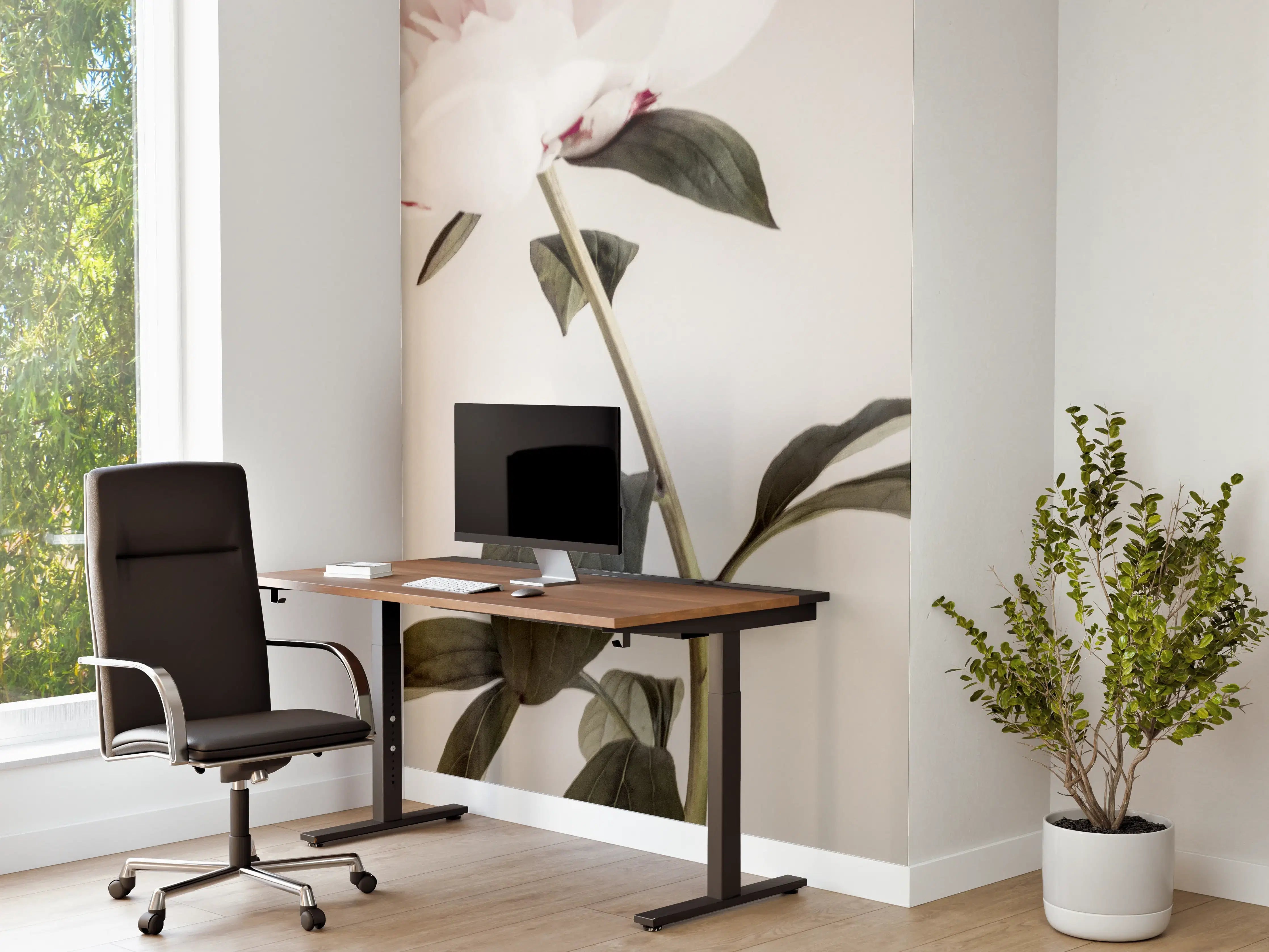 Büro Wandgestaltung - Rosa Pfingstrose - Nahaufnahme