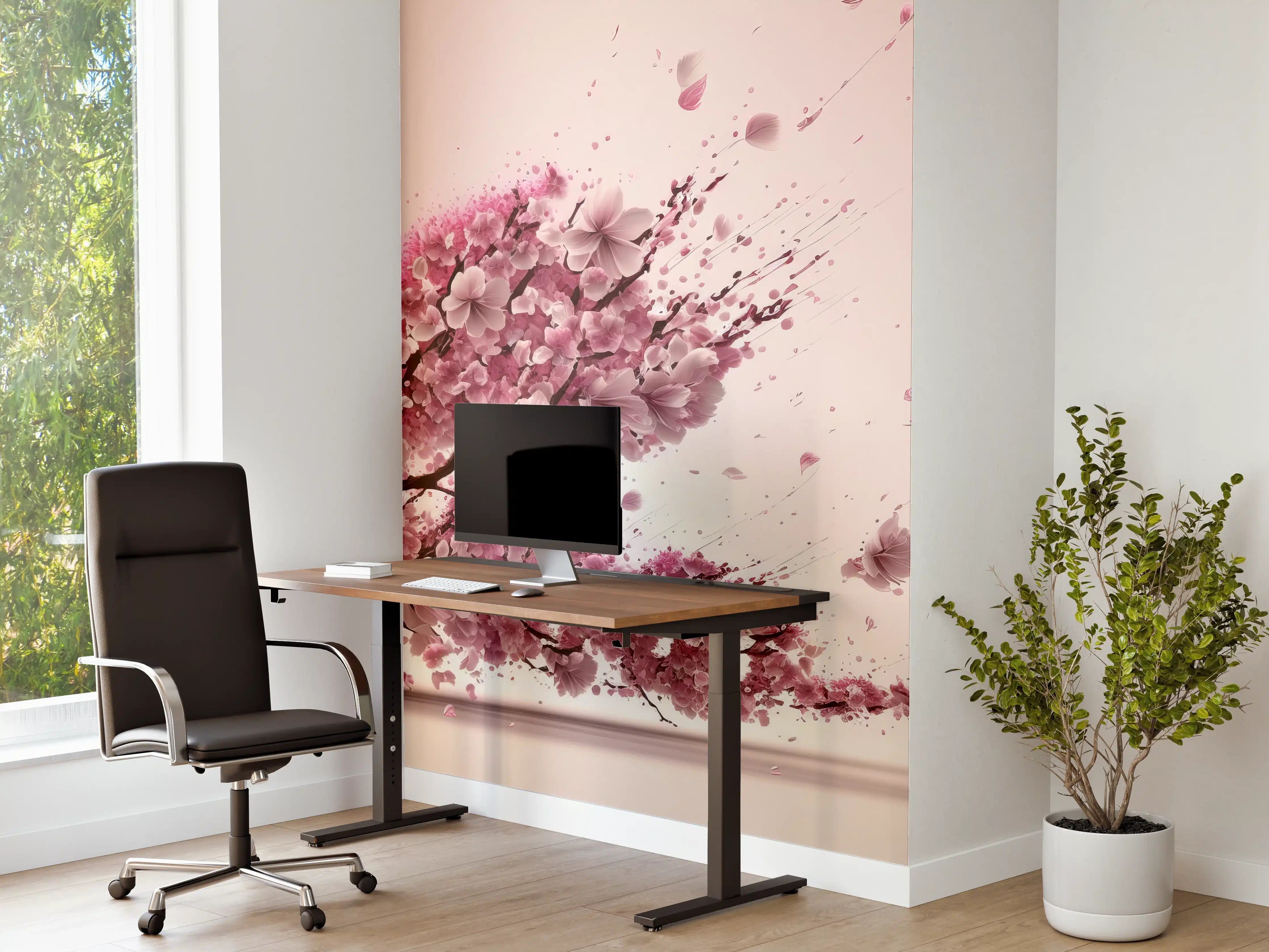 Büro Wandgestaltung - Rosa Sakura Kirschblütenzweig