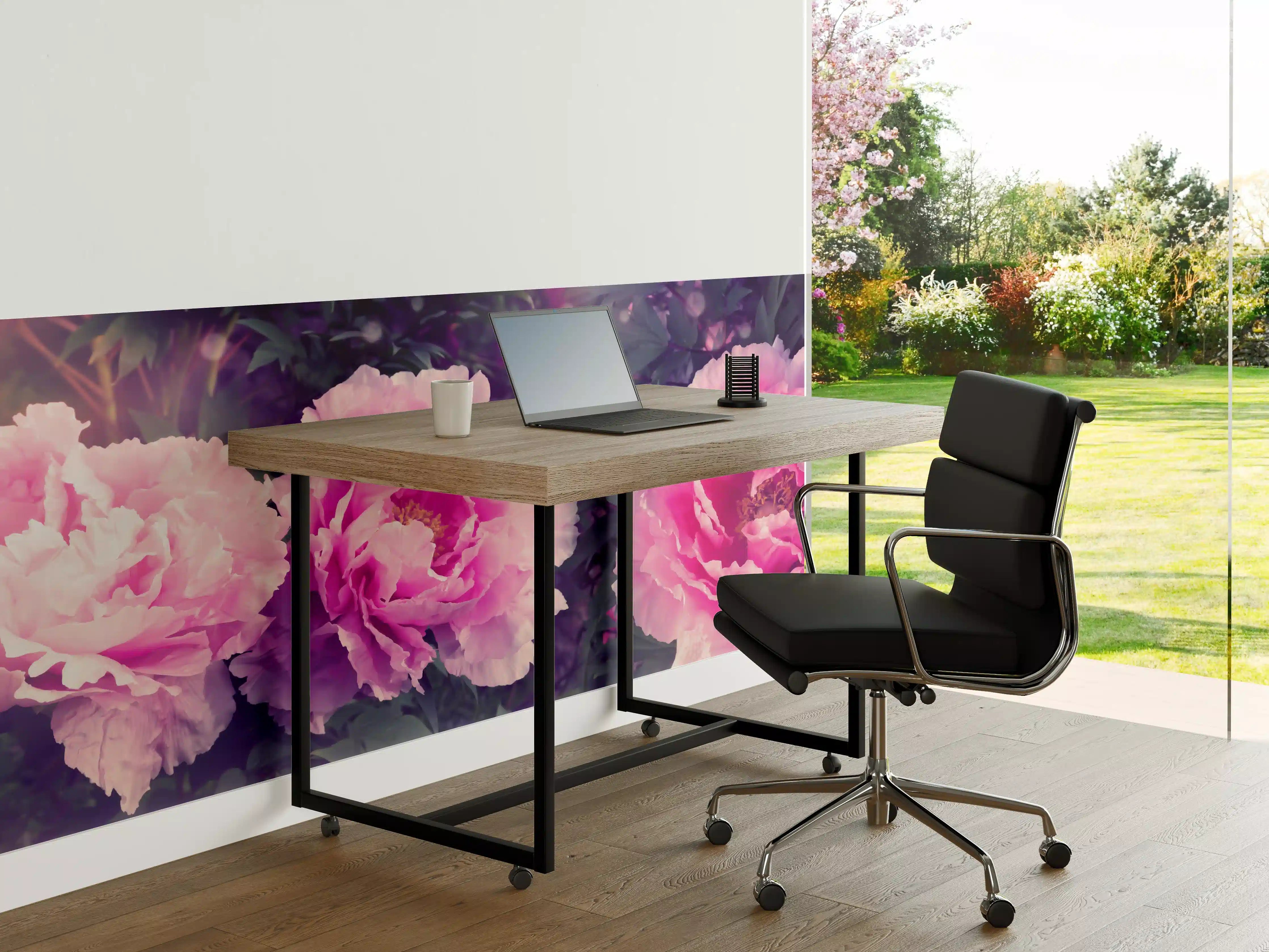 Büro Wandgestaltung - Rosa-Weiße Pfingstrosen