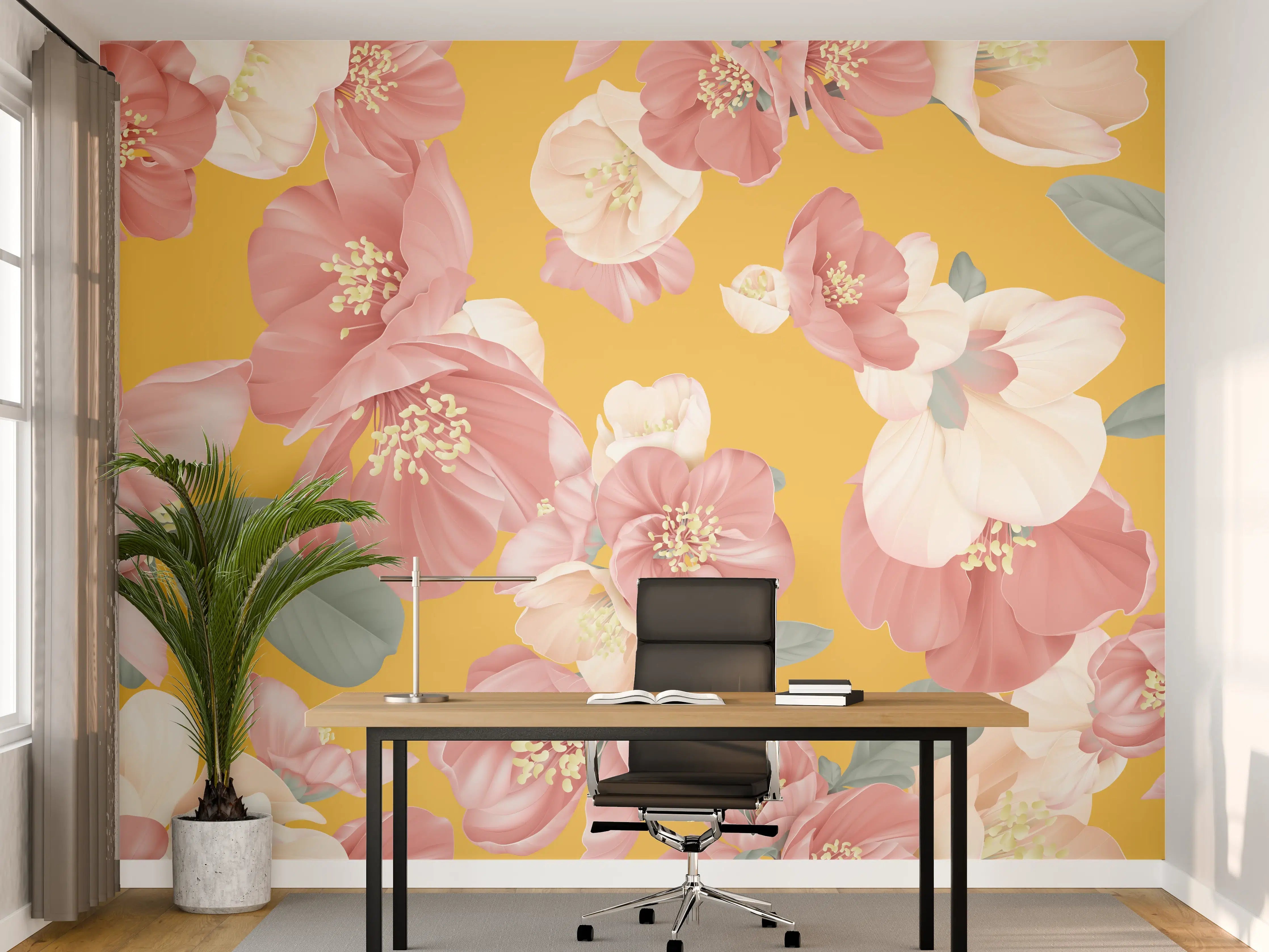Büro Wandgestaltung - Rosa-weiße Blüten