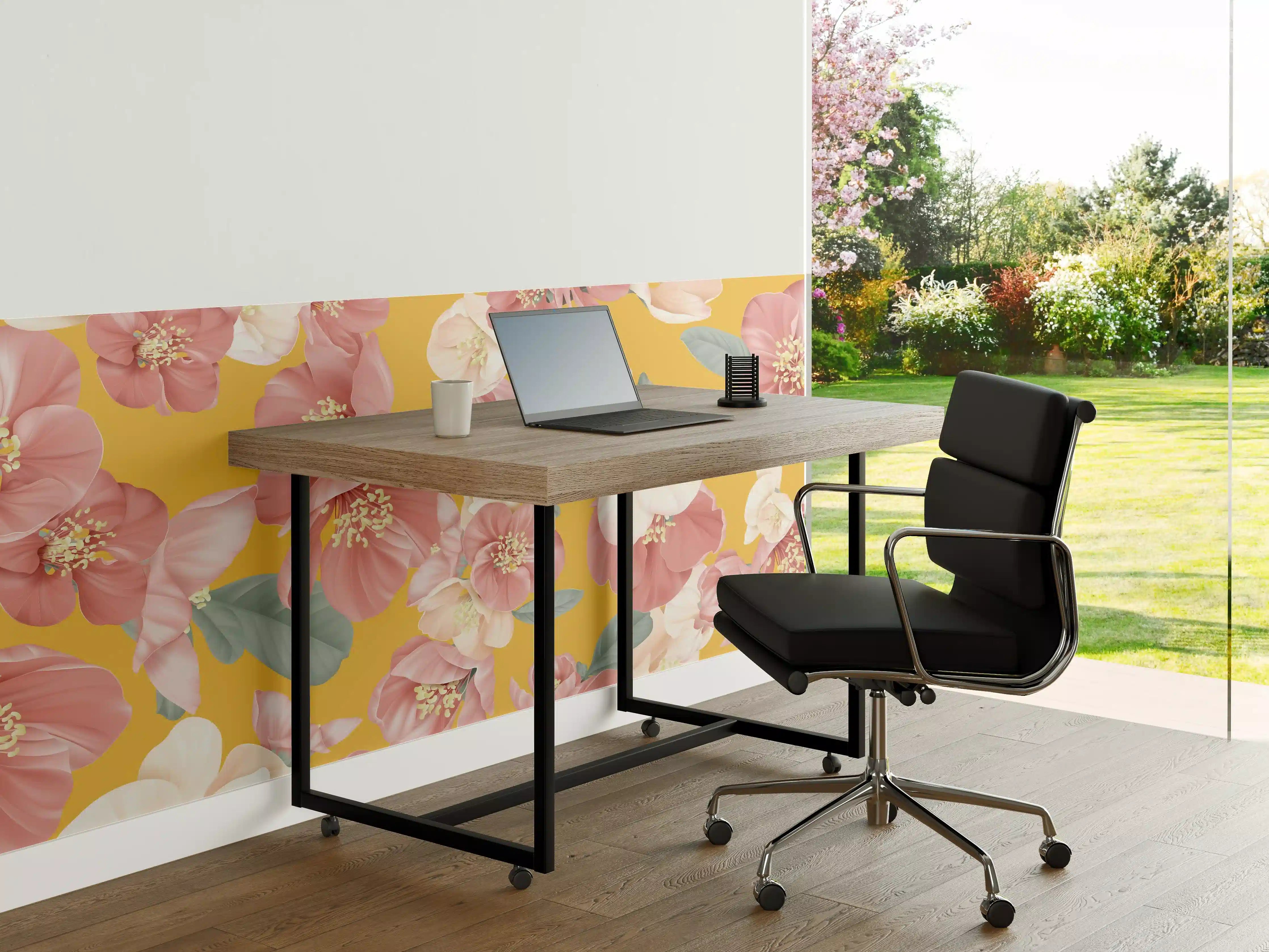 Büro Wandgestaltung - Rosa-weiße Blüten
