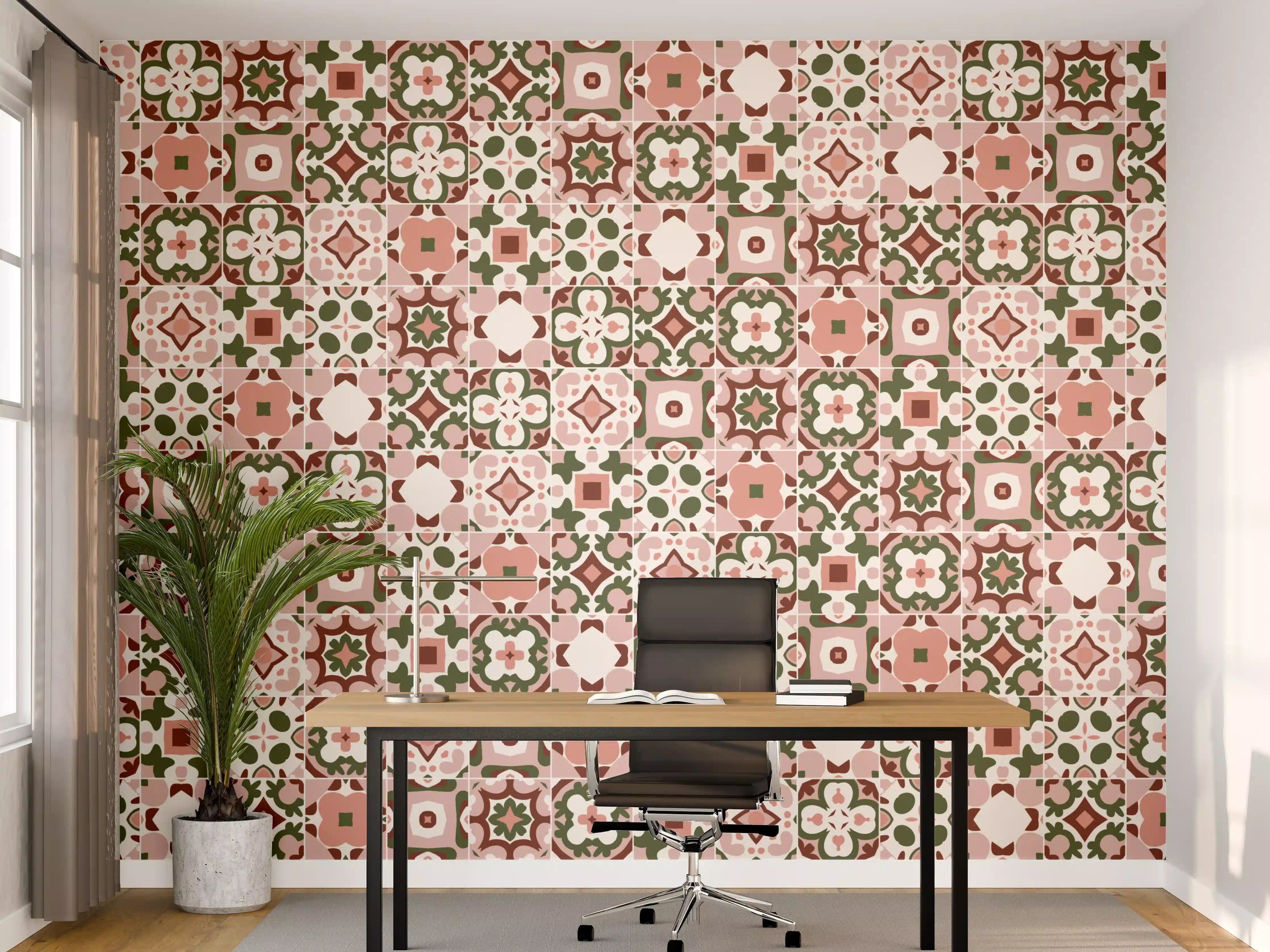 Büro Wandgestaltung - Rosé-Goldenes Mosaikmuster