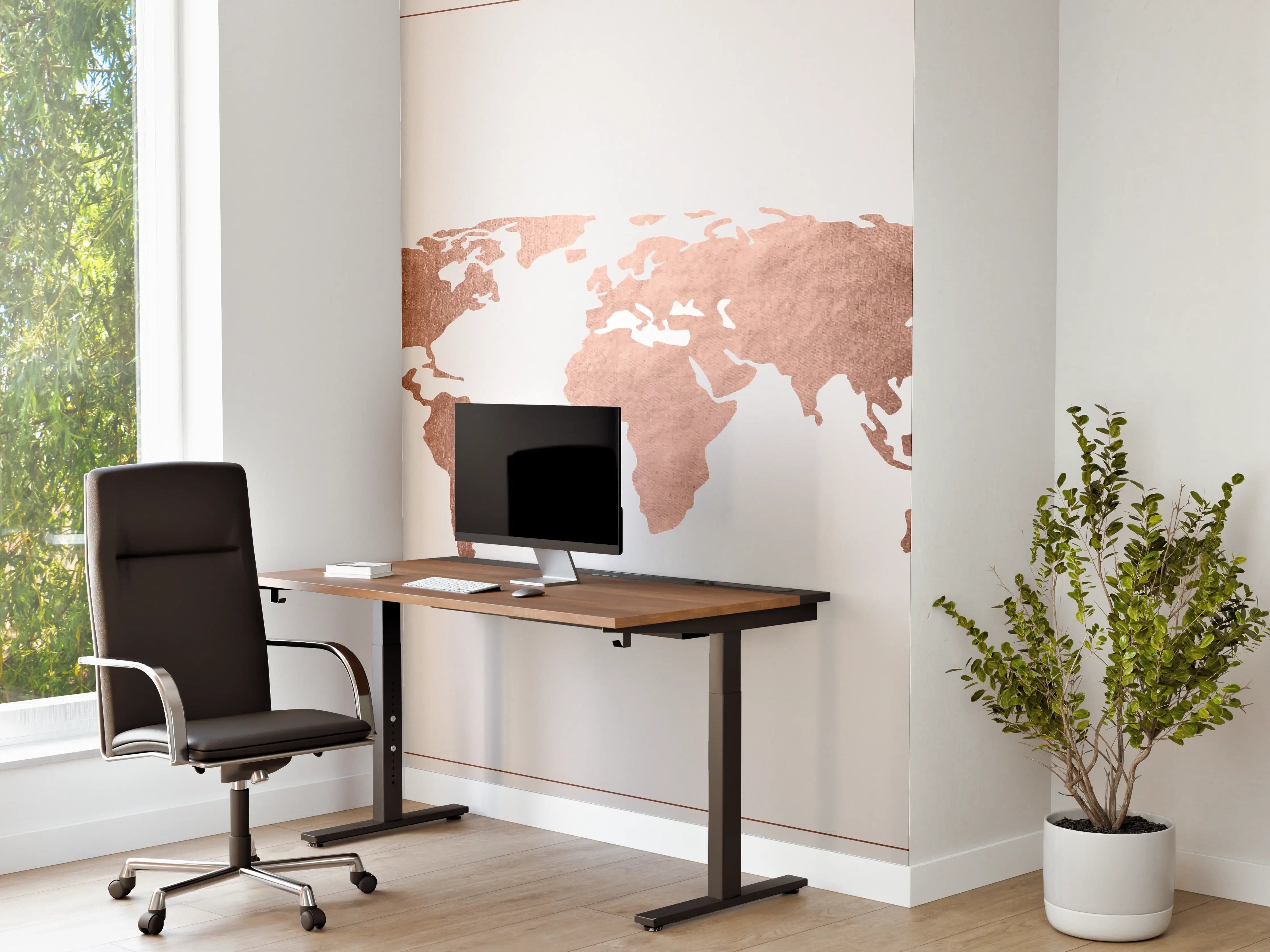 Büro Wandgestaltung - Roségold-Farbene Weltkarte EPS