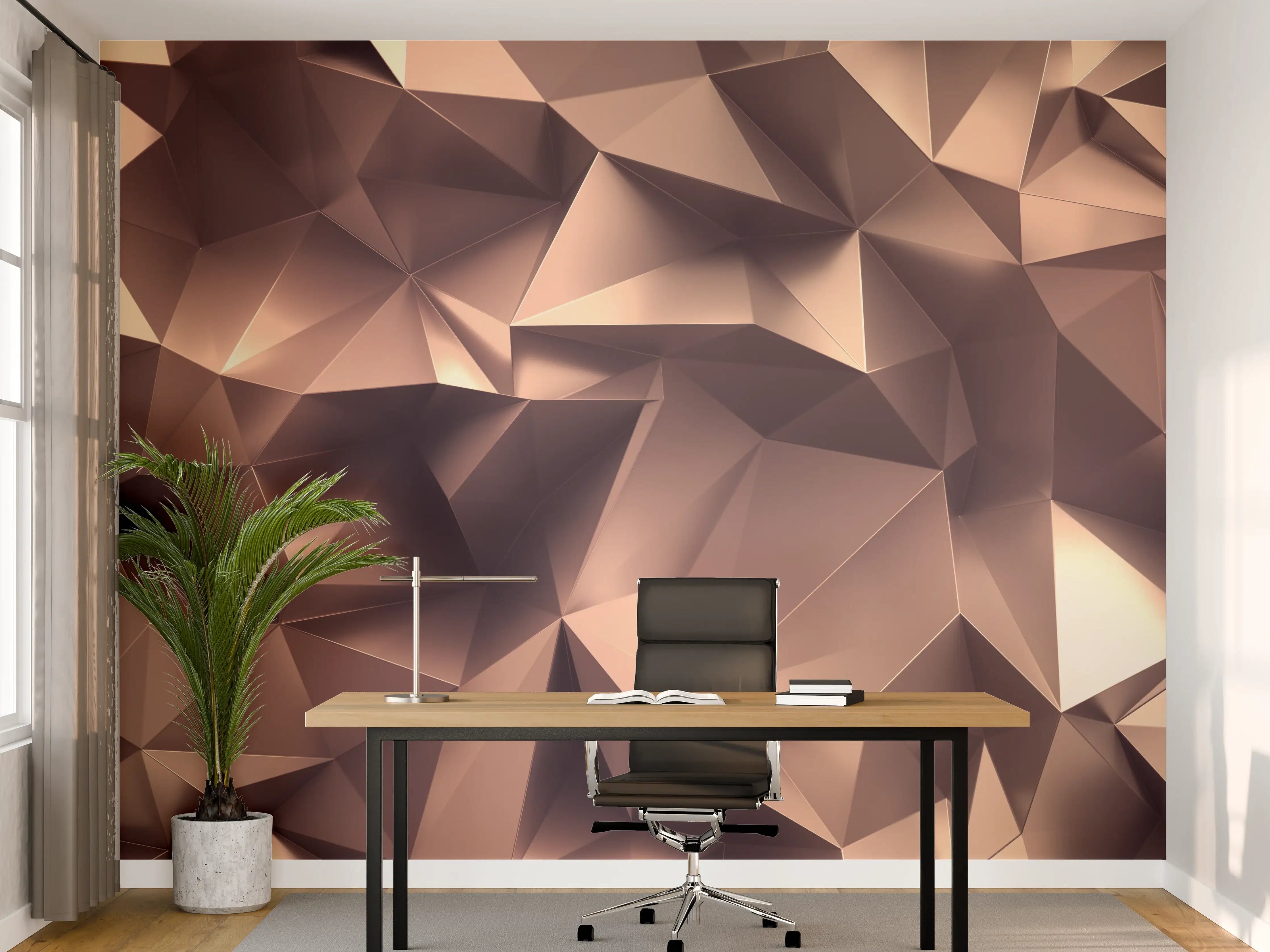 Büro Wandgestaltung - Roségold Kristall-Polygon-Hintergrund