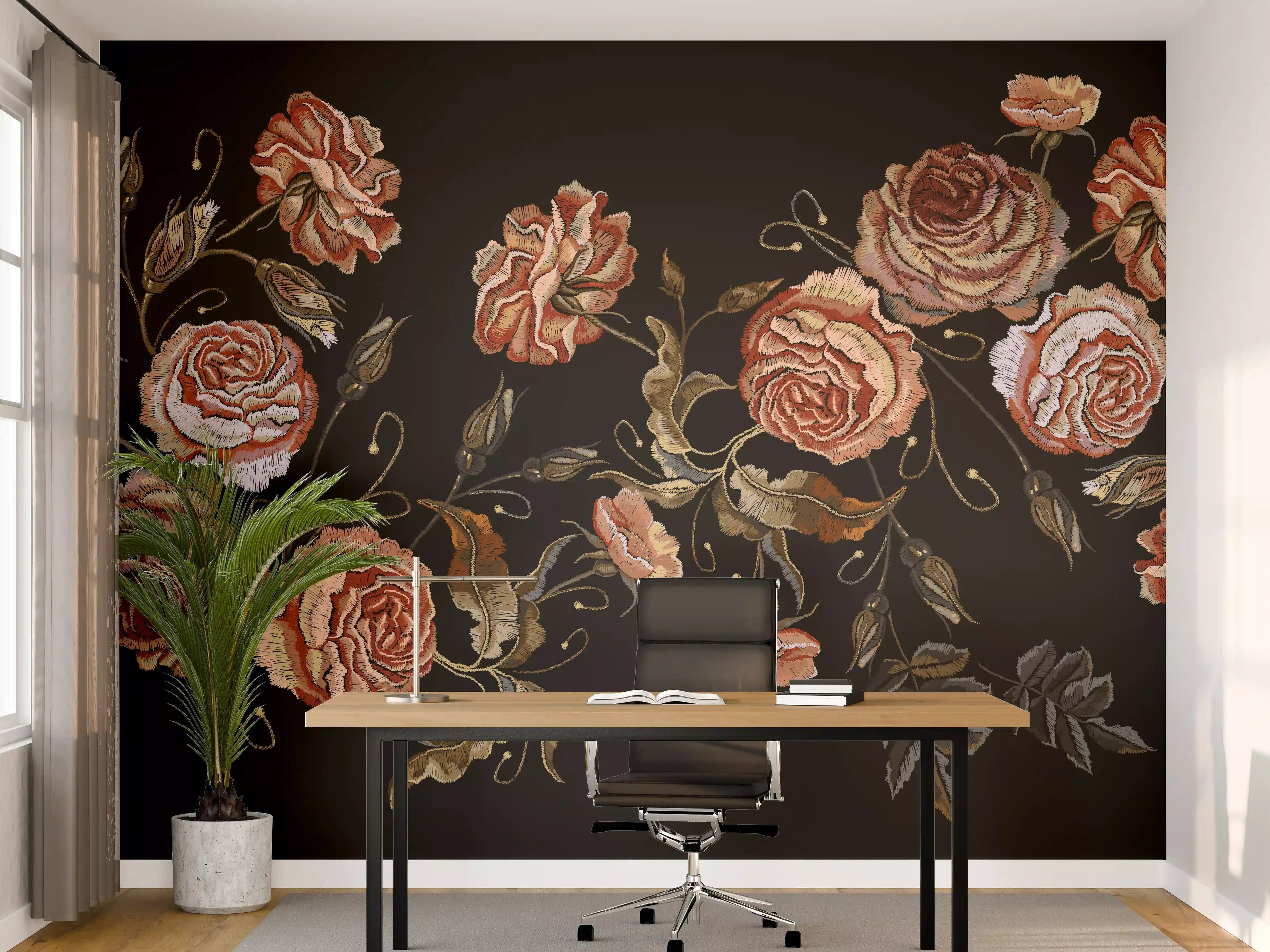 Büro Wandgestaltung - Rosen in der Dunkelheit