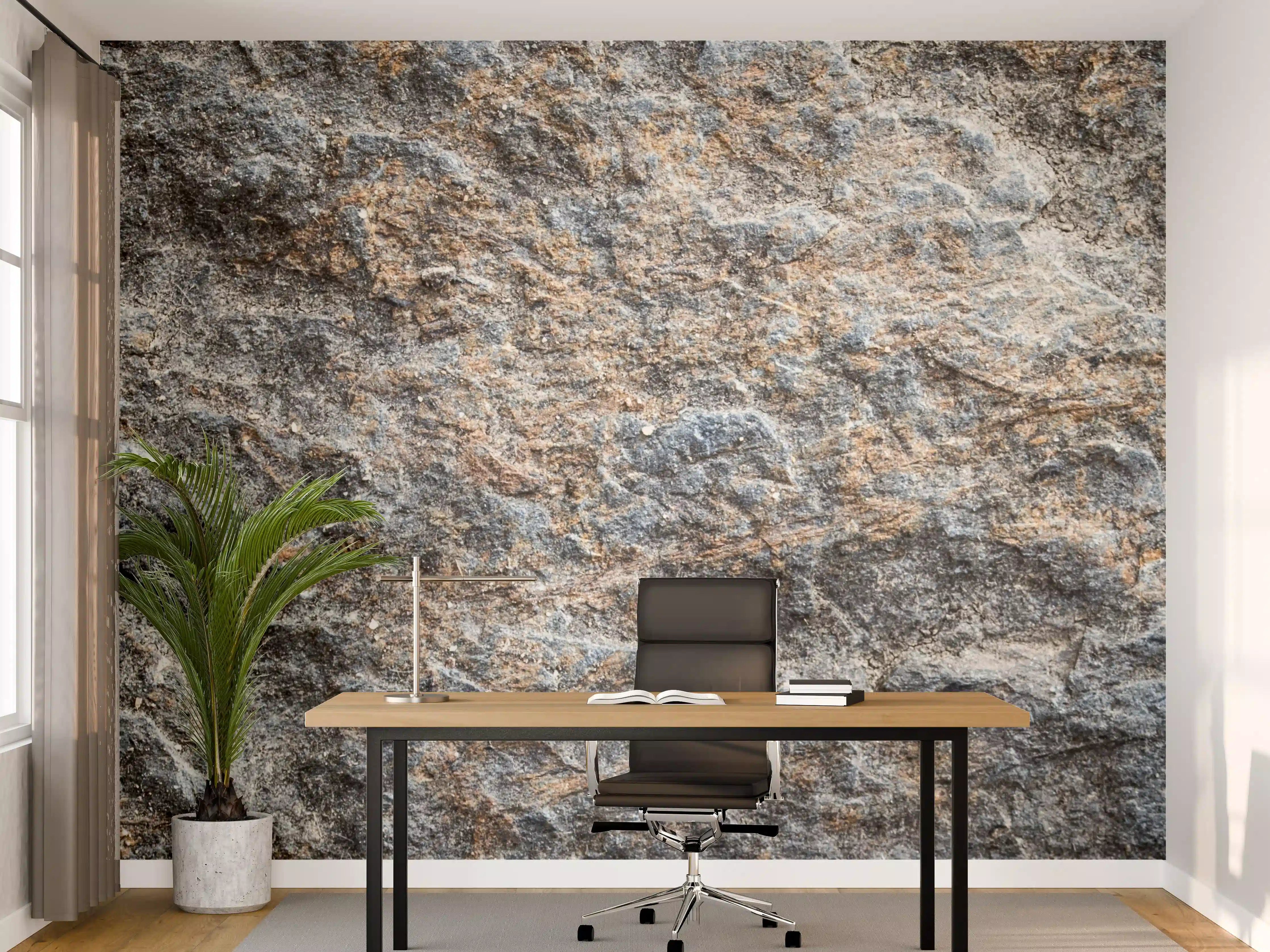 Büro Wandgestaltung - Rostige Steinstruktur mit erdigen Tönen