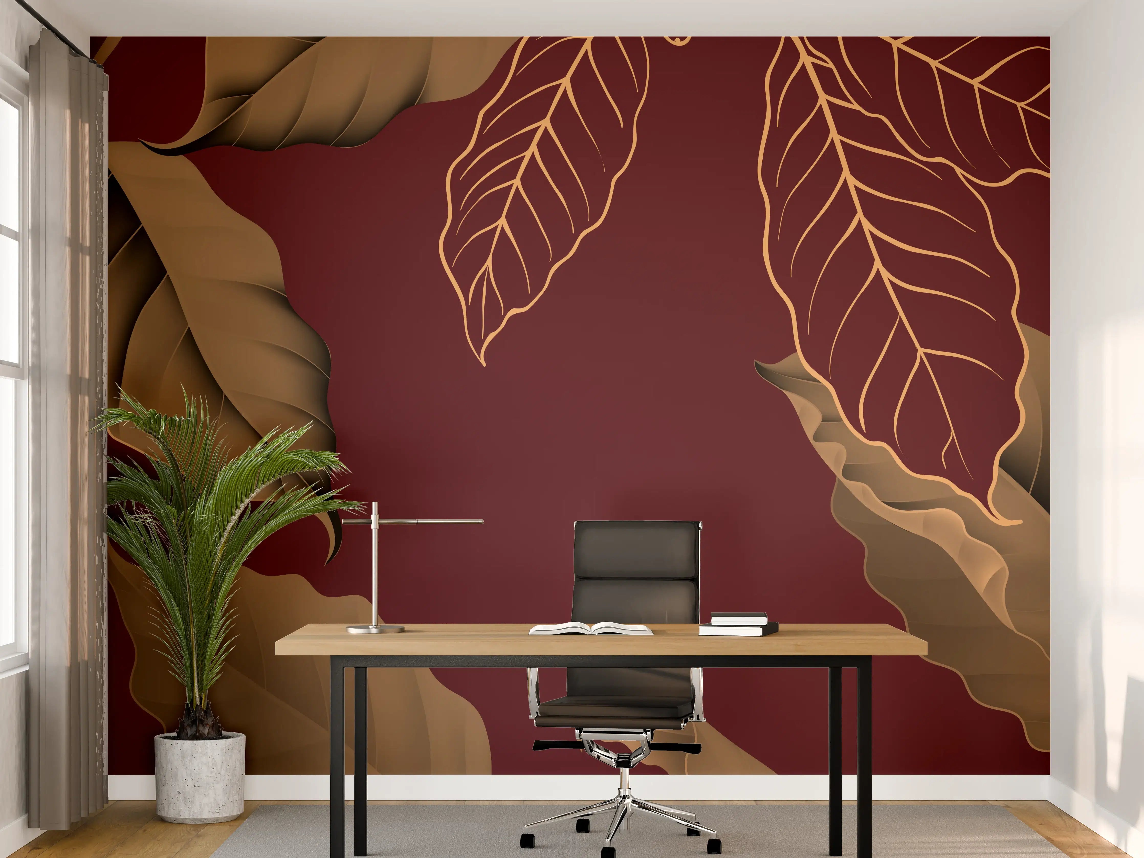 Büro Wandgestaltung - Rot-Braune Blätter