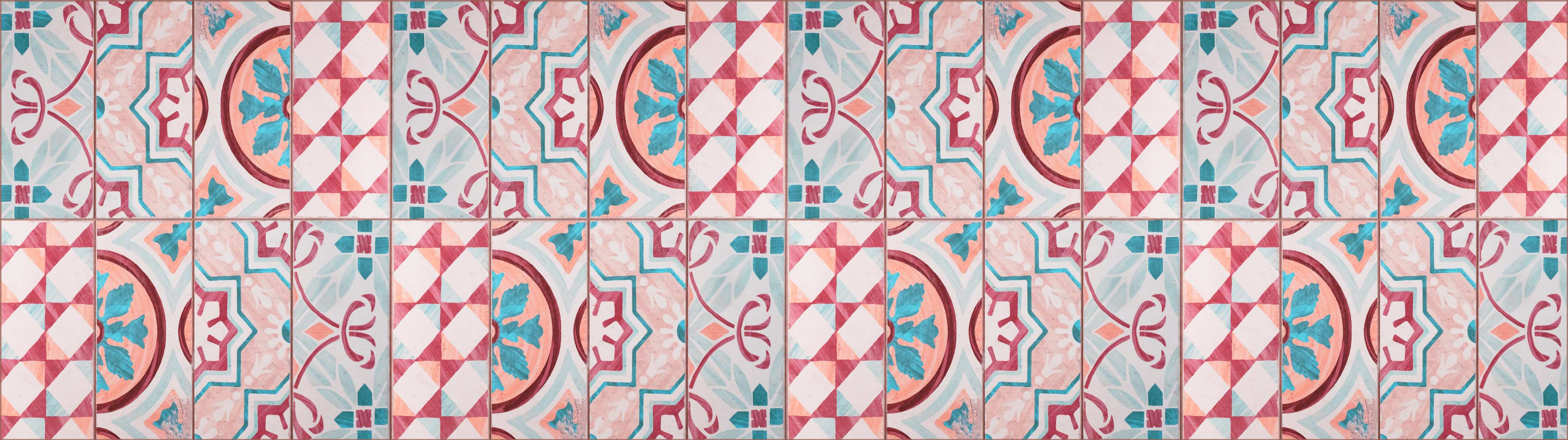 Büro Wandgestaltung-Rot-türkises rechteckiges Mosaik