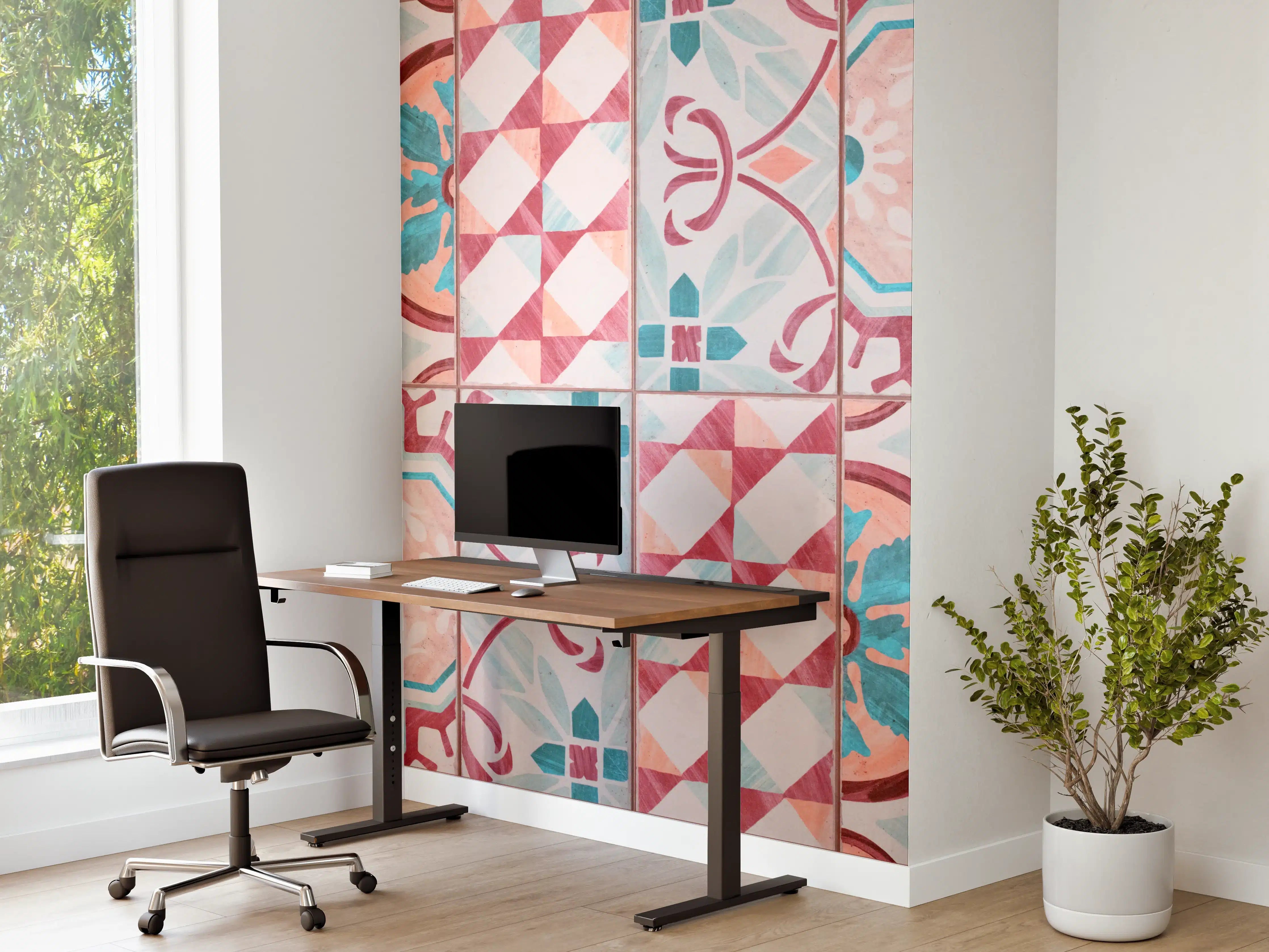 Büro Wandgestaltung - Rot-türkises rechteckiges Mosaik