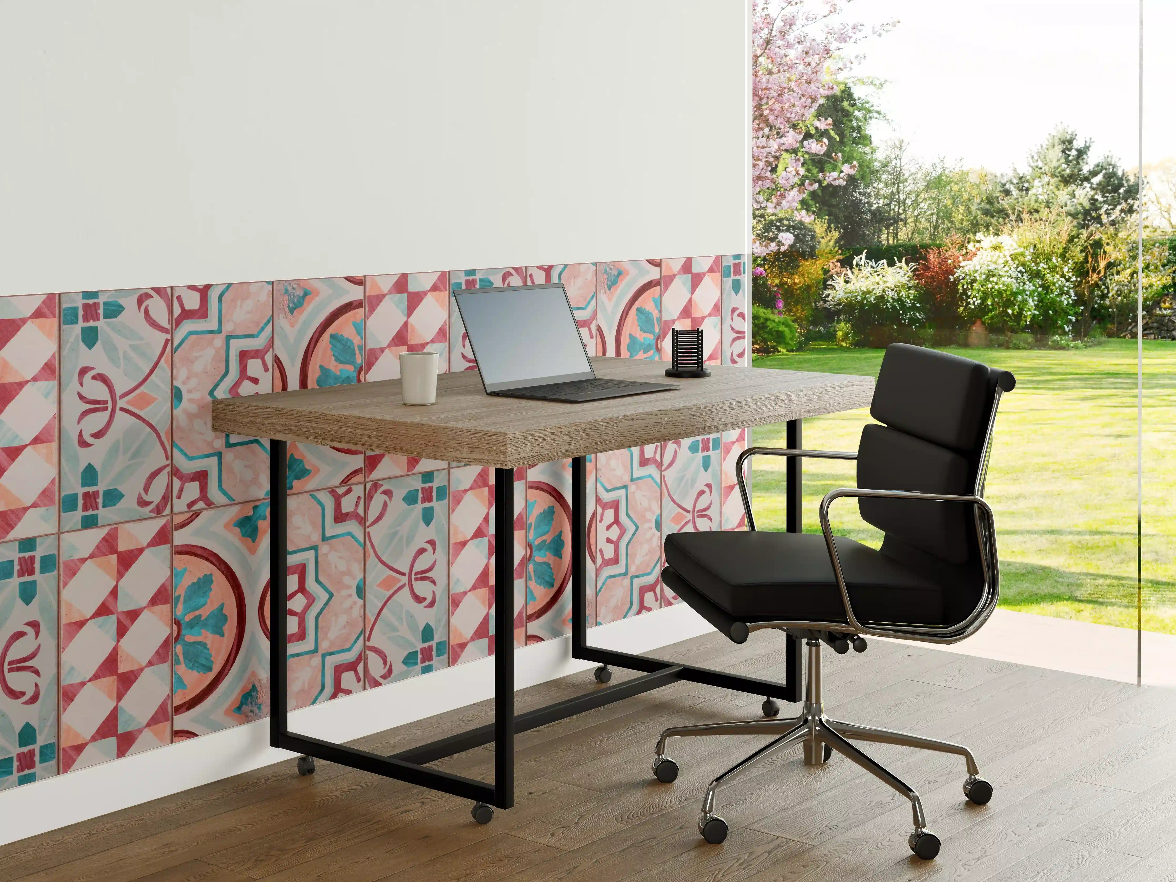 Büro Wandgestaltung - Rot-türkises rechteckiges Mosaik