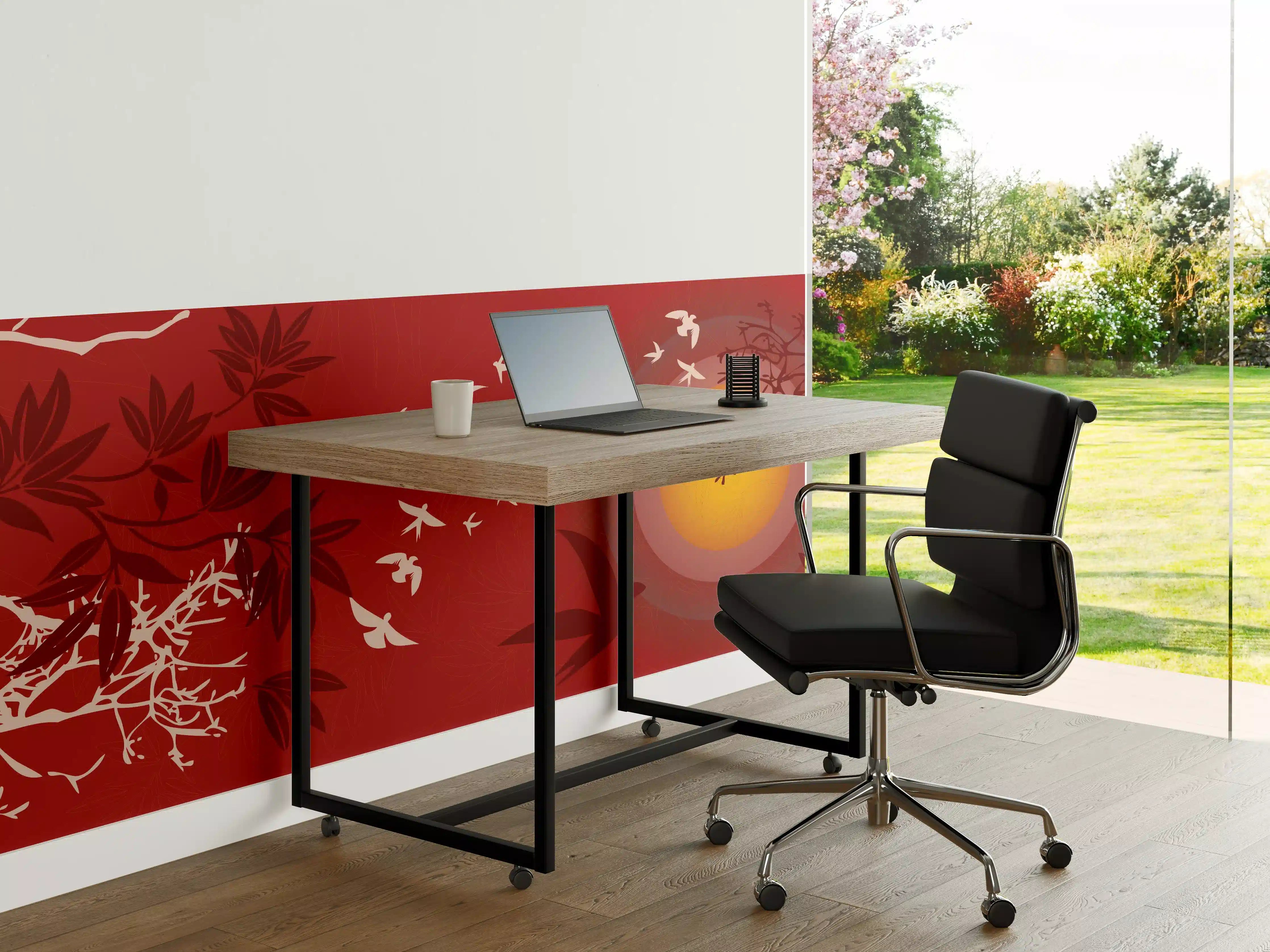 Büro Wandgestaltung - Rote Abendstimmung Vögel Silhouetten