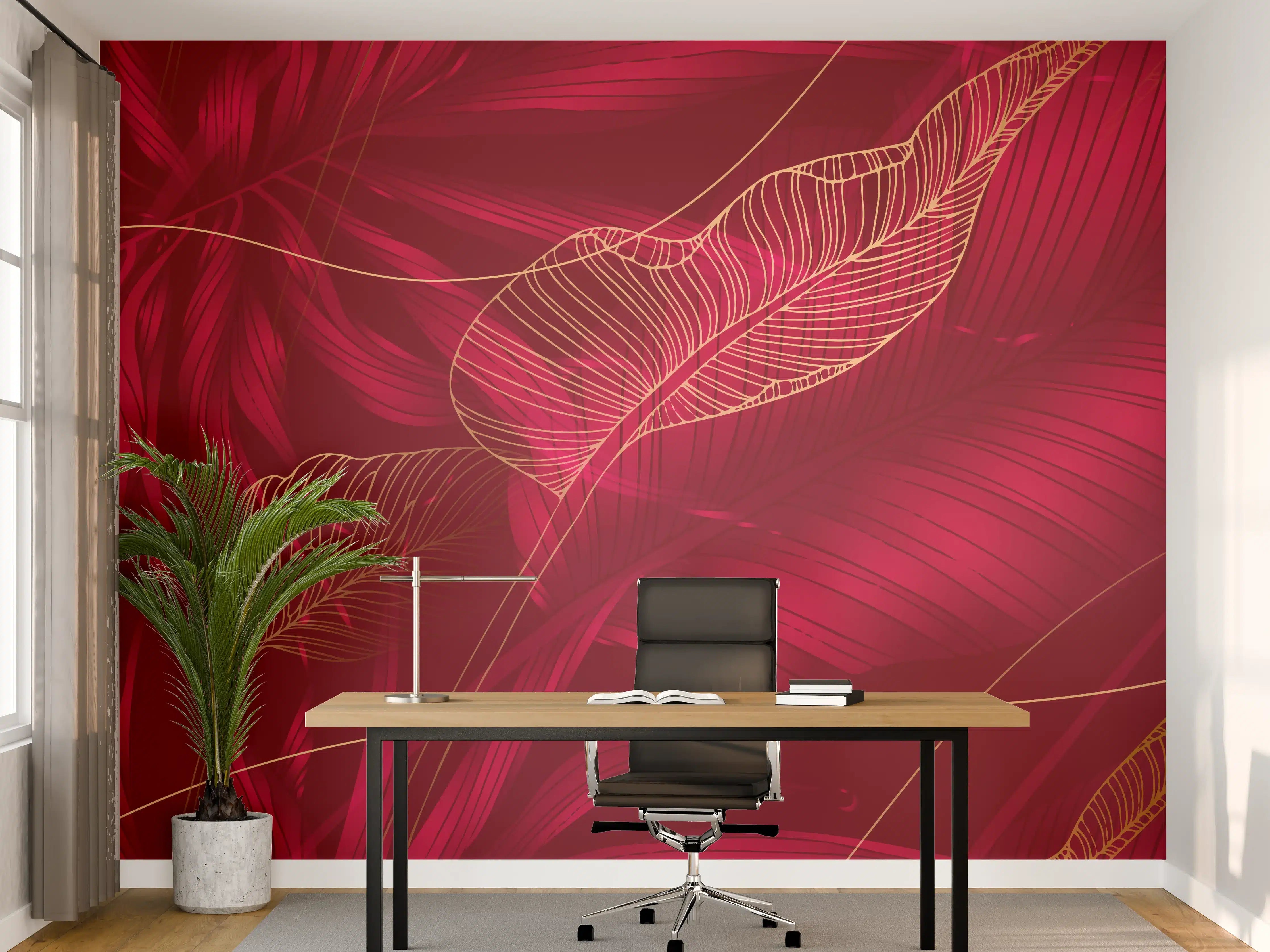 Büro Wandgestaltung - Rote Florale Muster Textur